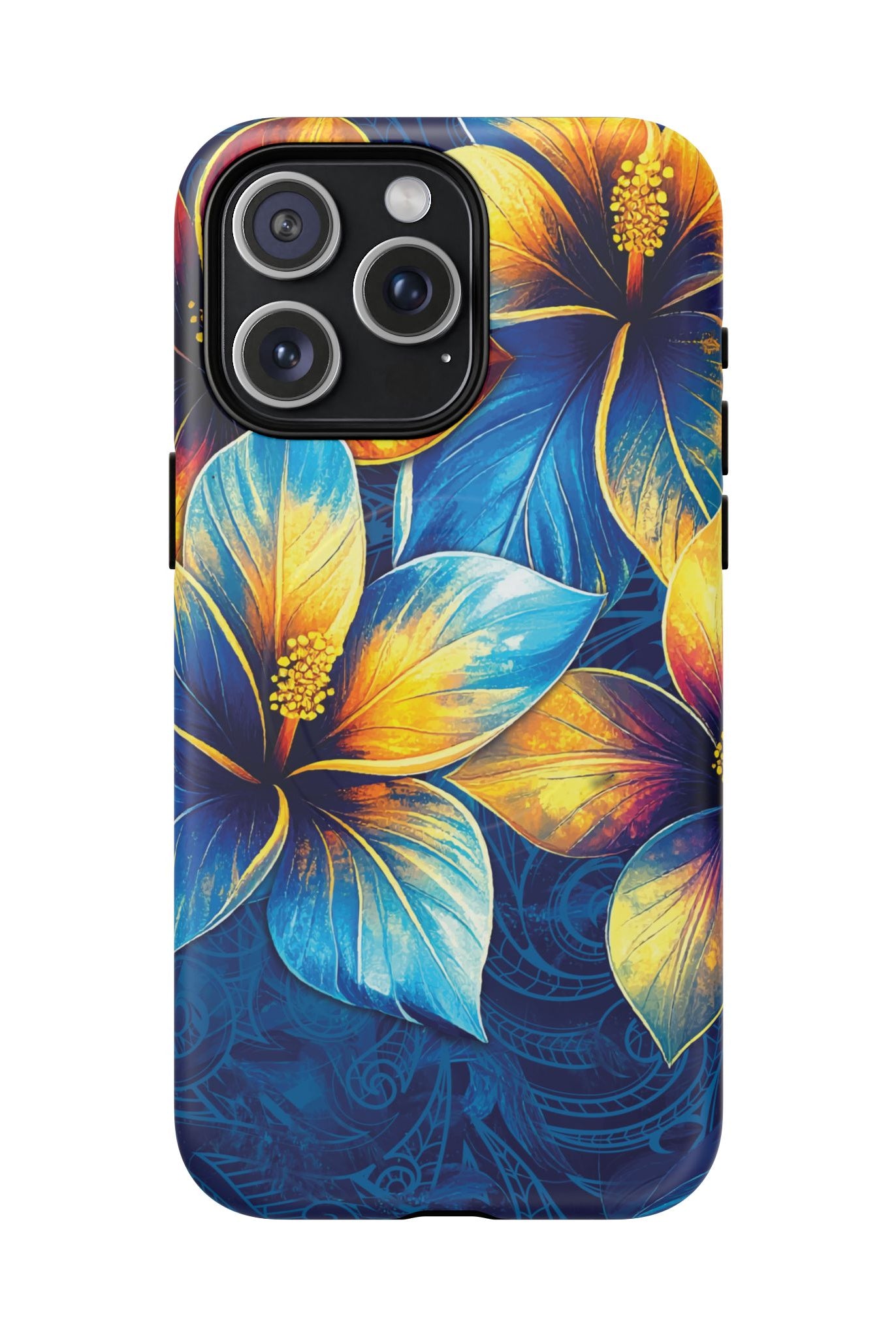 Pua La MagSafe iPhone Case iPhone 15 Pro Max Matte - Hawaiian Golden Hibiscus Sun Flower Sapphire Design - The Local Banyan