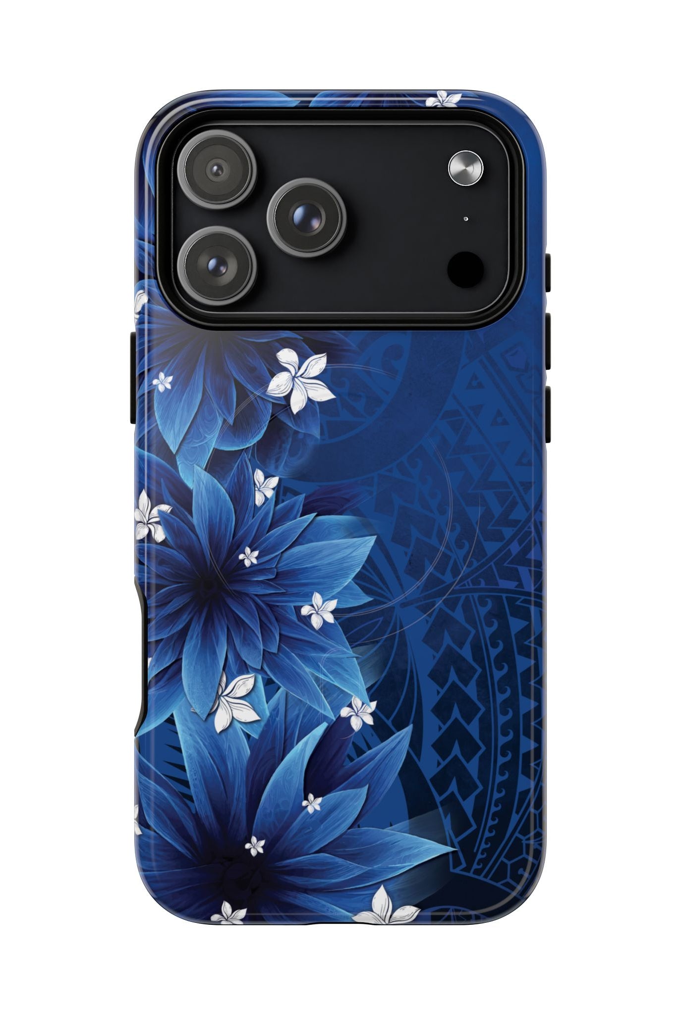 Woman holding Hoku Pua MagSafe iPhone Case - Hawaiian Blue Star Flower Polynesian Design - The Local Banyan