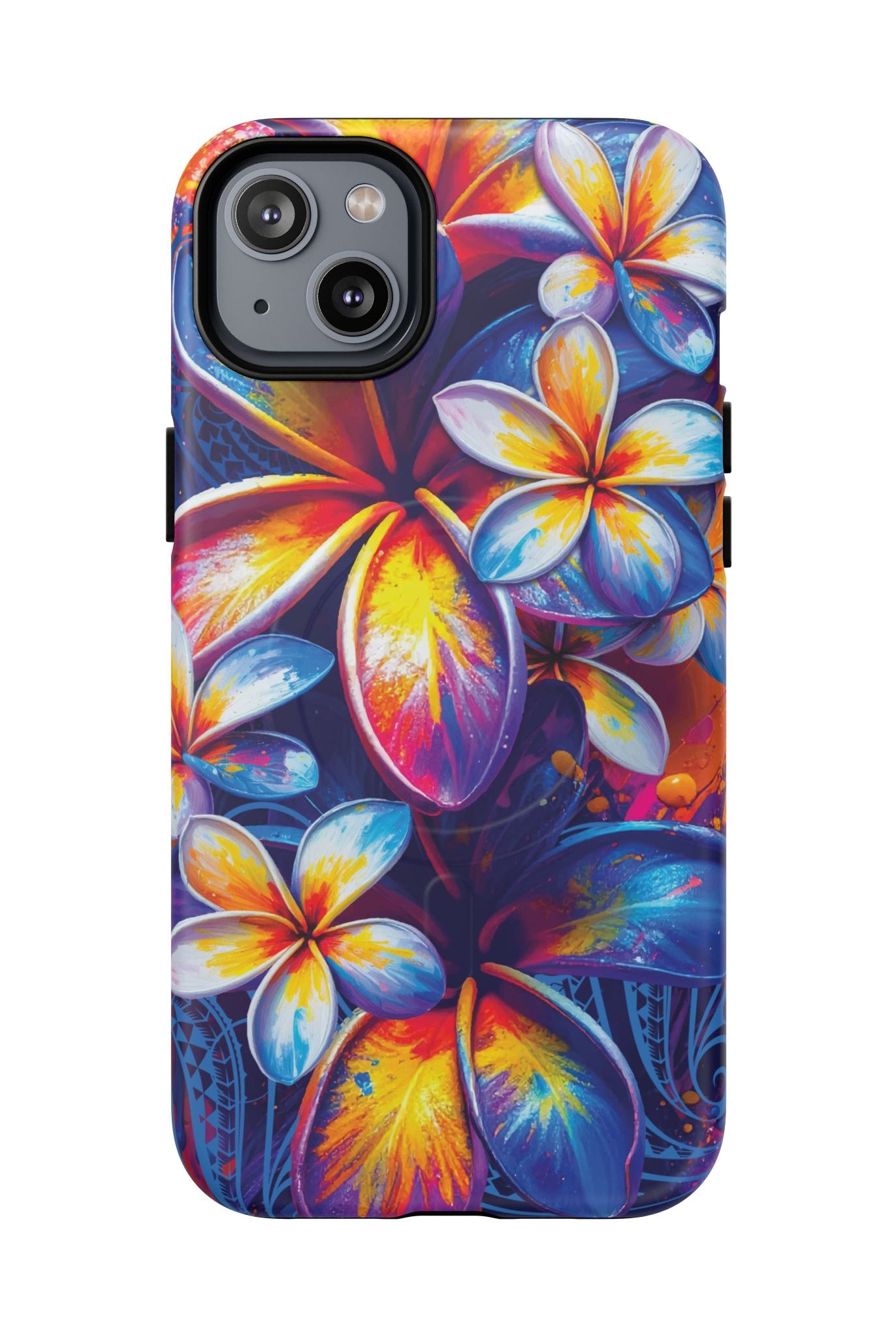 Sunset Ink MagSafe iPhone Case iPhone 14 Plus Matte - Hawaiian Plumeria Street Art Graffiti Tropical Design - The Local Banyan