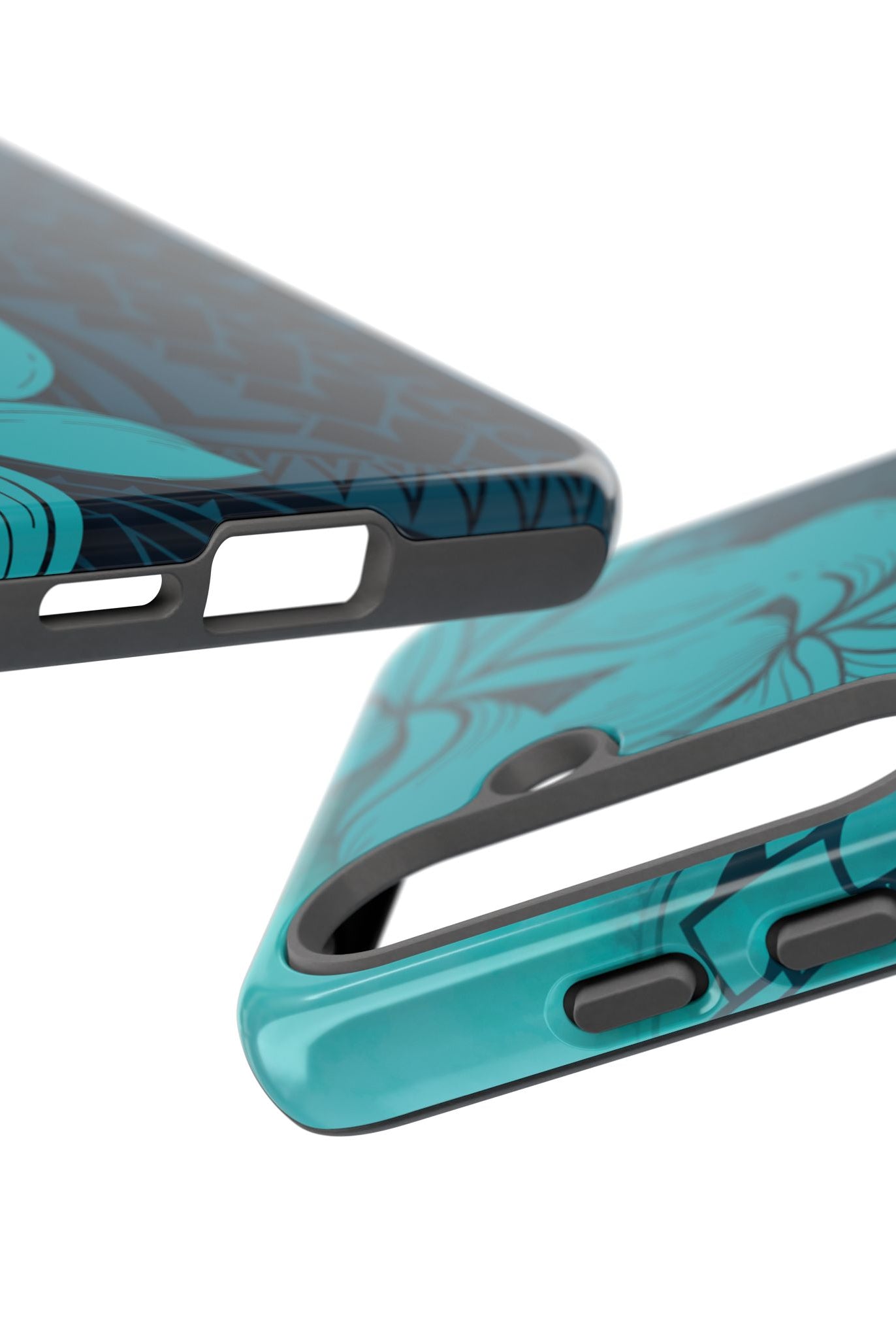 Moana Bloom Tough Samsung Galaxy Case Detail View - Hawaiian Teal Plumeria Ocean Tribal Design Close Up - The Local Banyan