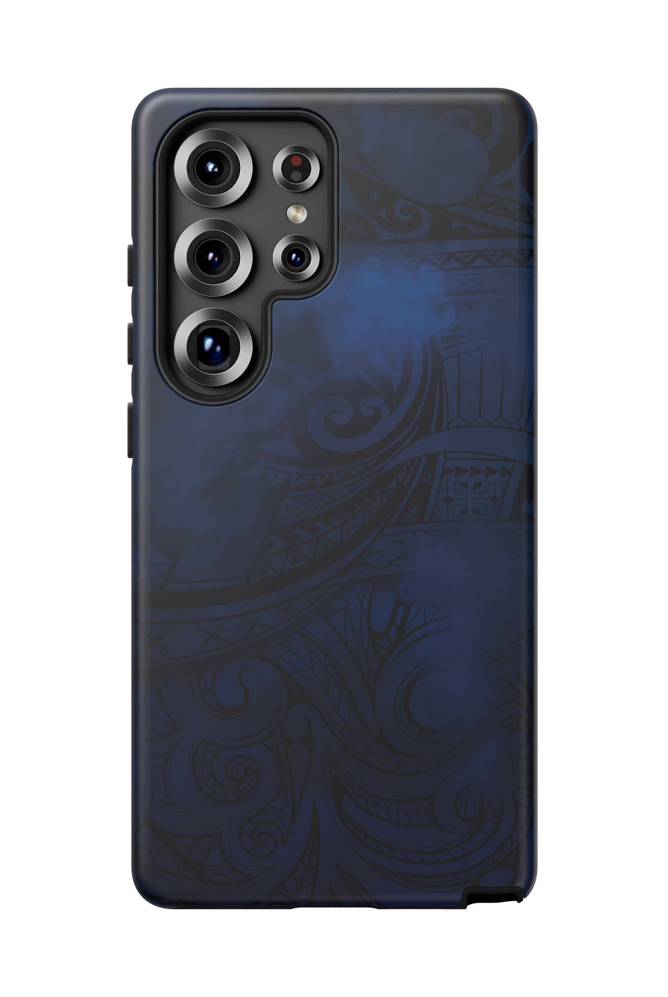Midnight Essence Tough Samsung Galaxy Case Detail View - Hawaiian Midnight Navy Polynesian Tribal Design Close Up - The Local Banyan