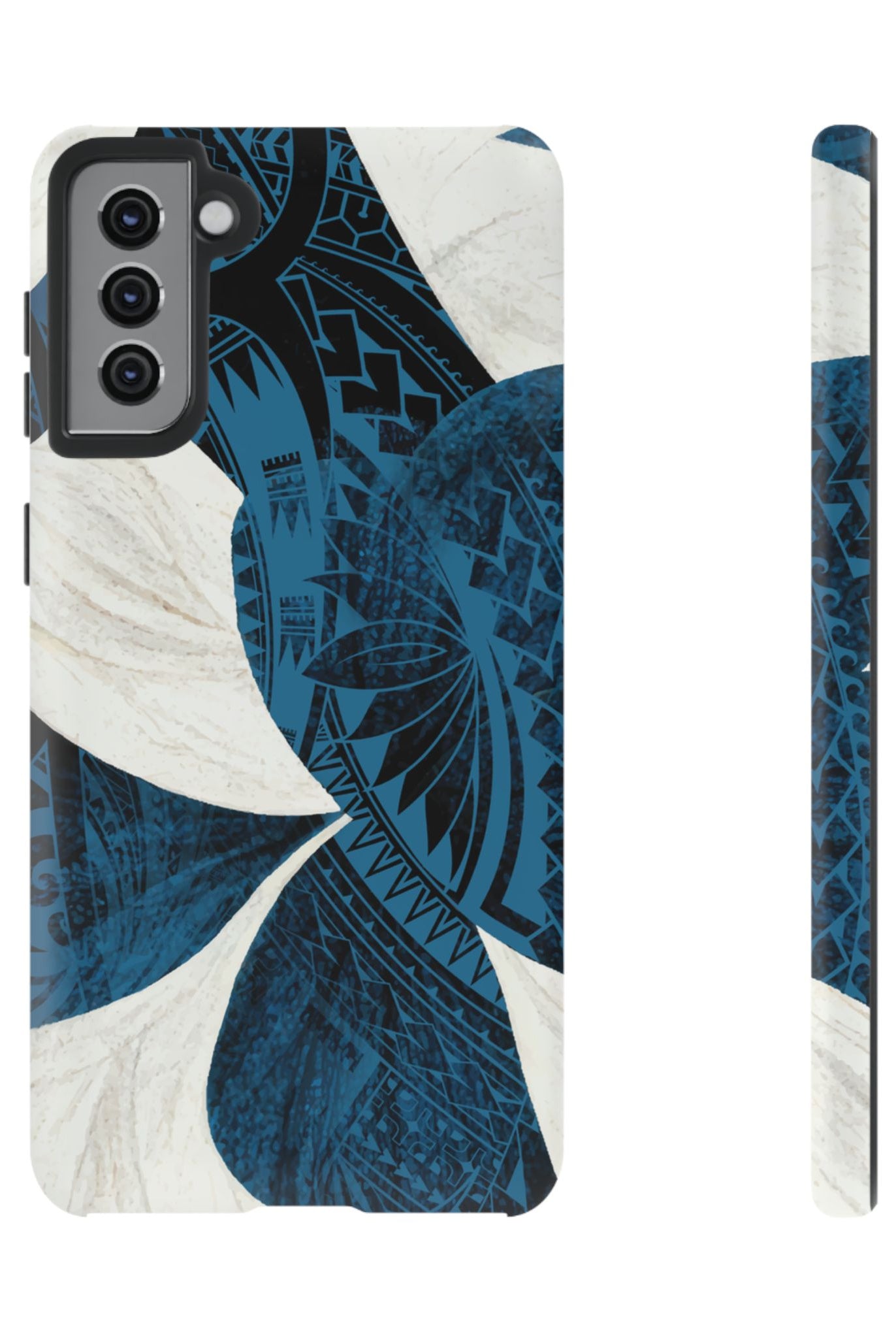 Hana Breeze Tough Samsung Galaxy Case Samsung Galaxy S21 Plus Matte - Hawaiian Blue Plumeria Polynesian Botanical Design - The Local Banyan