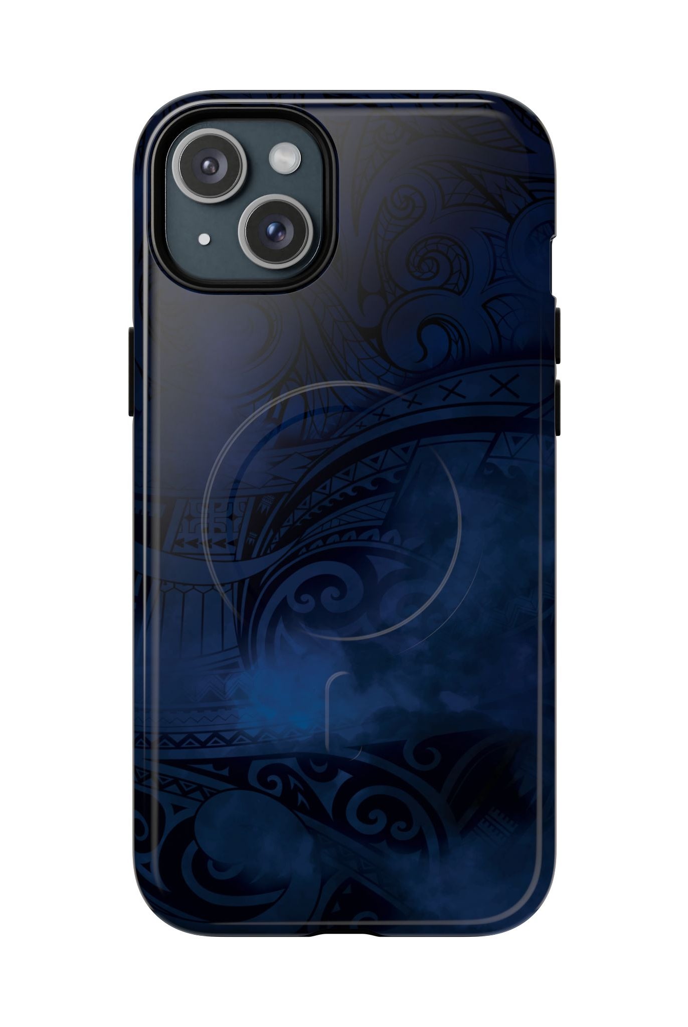 Midnight Essence MagSafe iPhone Case iPhone 15 Plus Glossy - Hawaiian Midnight Navy Polynesian Tribal Design - The Local Banyan