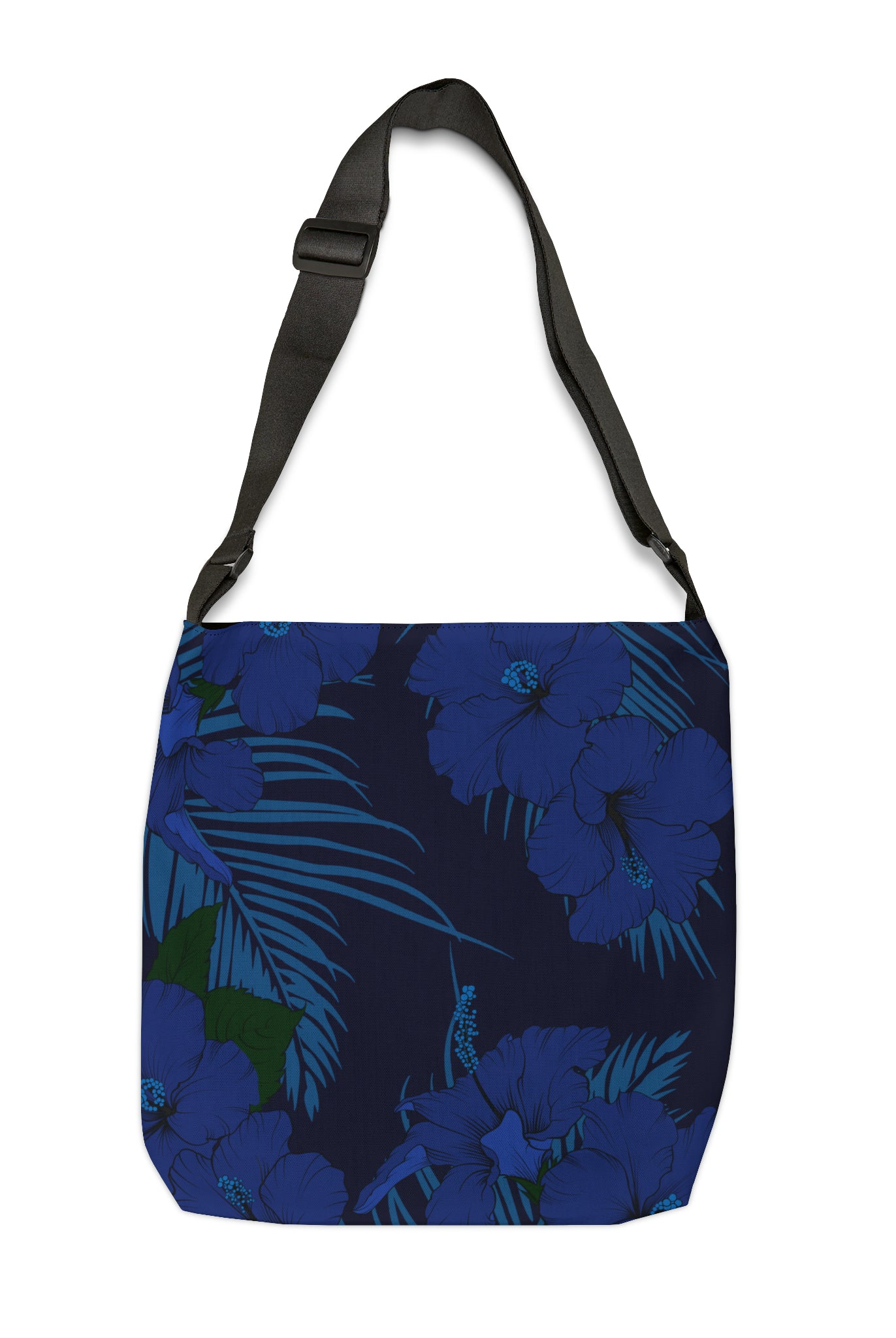 Deep Blue Hibiscus Tote Bag with Adjustable Strap Totes