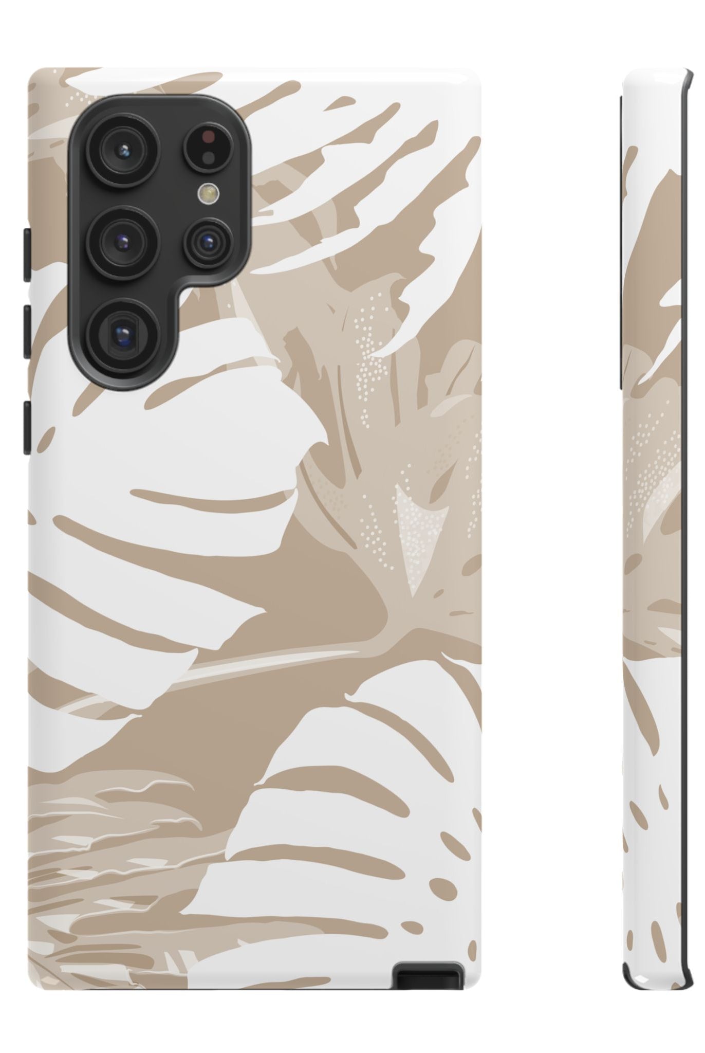 Exotic Monstera Tough Samsung Galaxy Case Side View - Dual Layer Drop Protection Hawaiian Phone Case - The Local Banyan