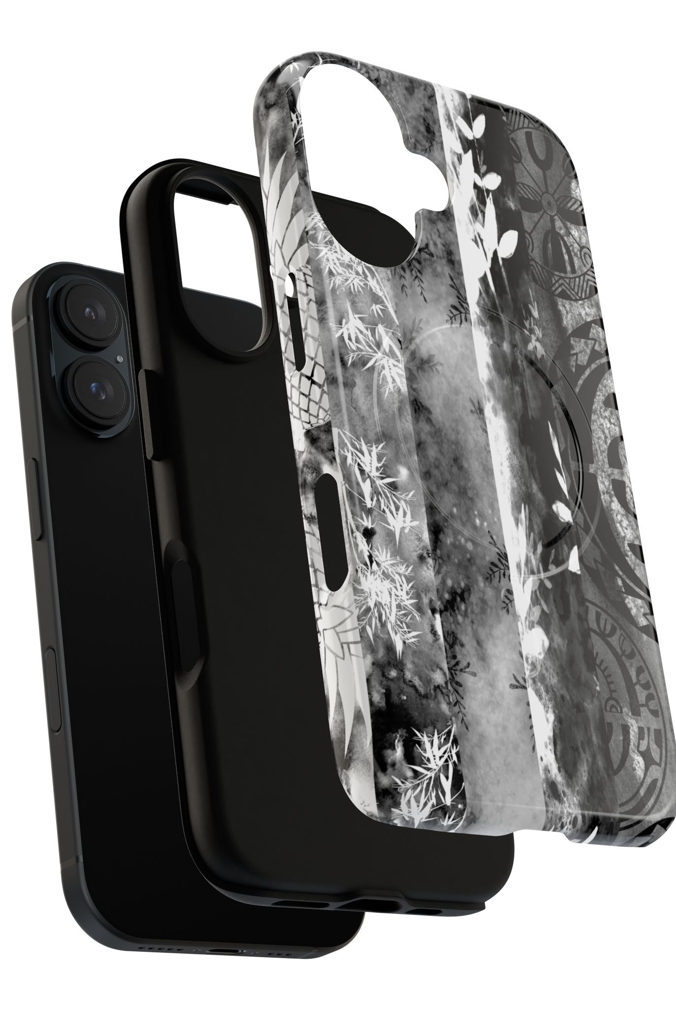 Monochrome Oasis MagSafe iPhone Case Side View - Dual Layer Drop Protection Hawaiian Phone Case - The Local Banyan