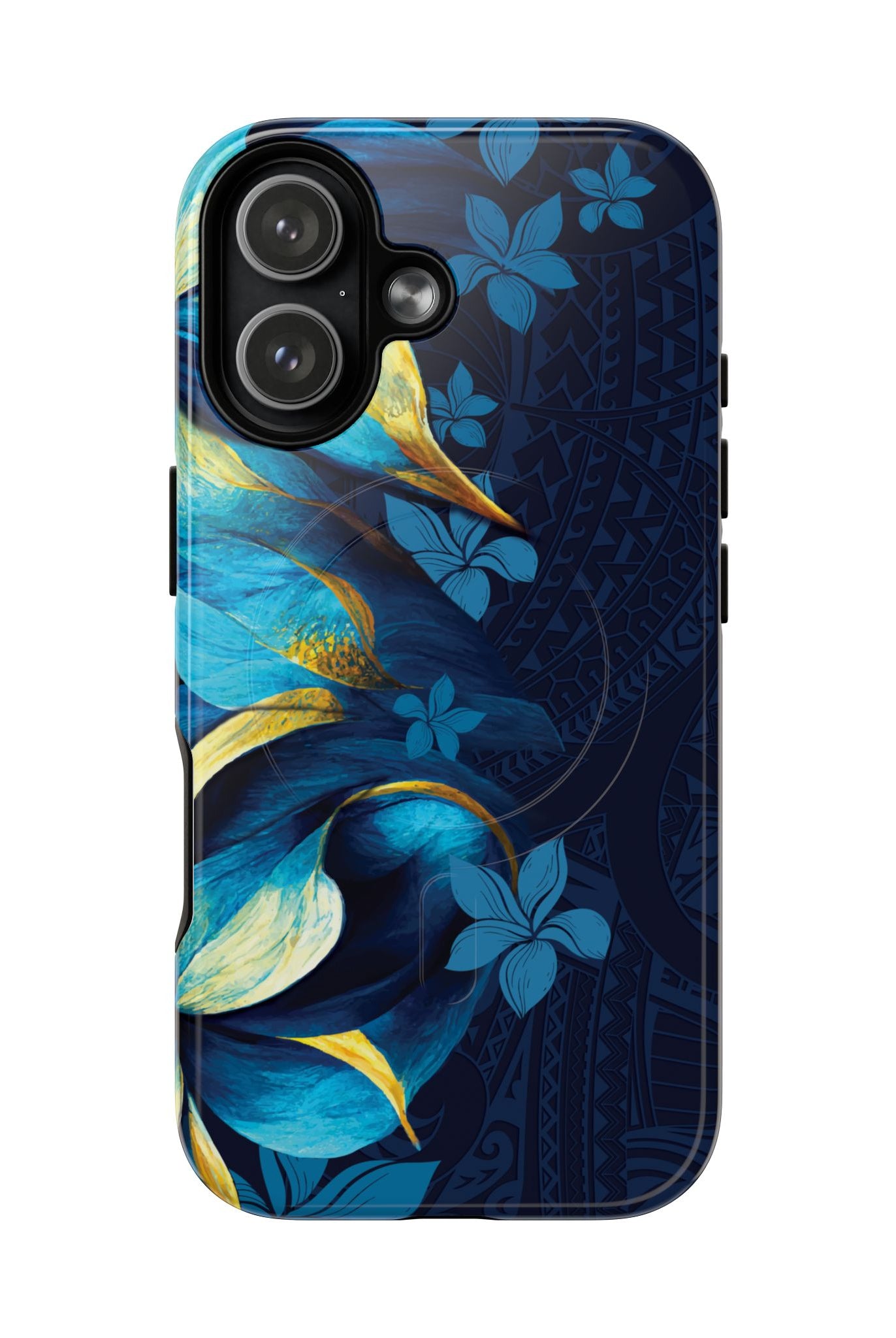 Po Mahina MagSafe iPhone Case iPhone 17 Glossy - Hawaiian Moonlit Teal Gold Floral Design - The Local Banyan