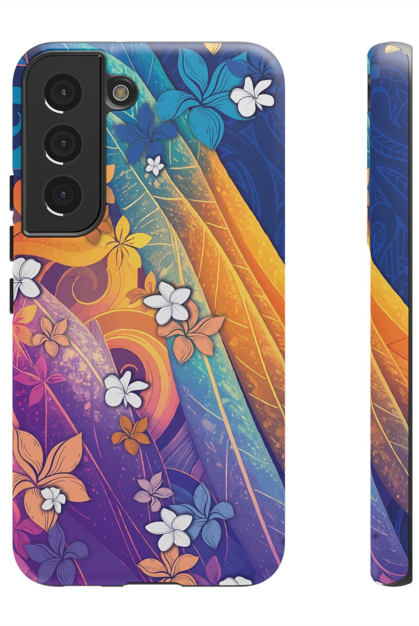 Mauna Sunrise Tough Samsung Galaxy Case Samsung Galaxy S22 Matte - Hawaiian Colorful Sunrise Plumeria Design - The Local Banyan