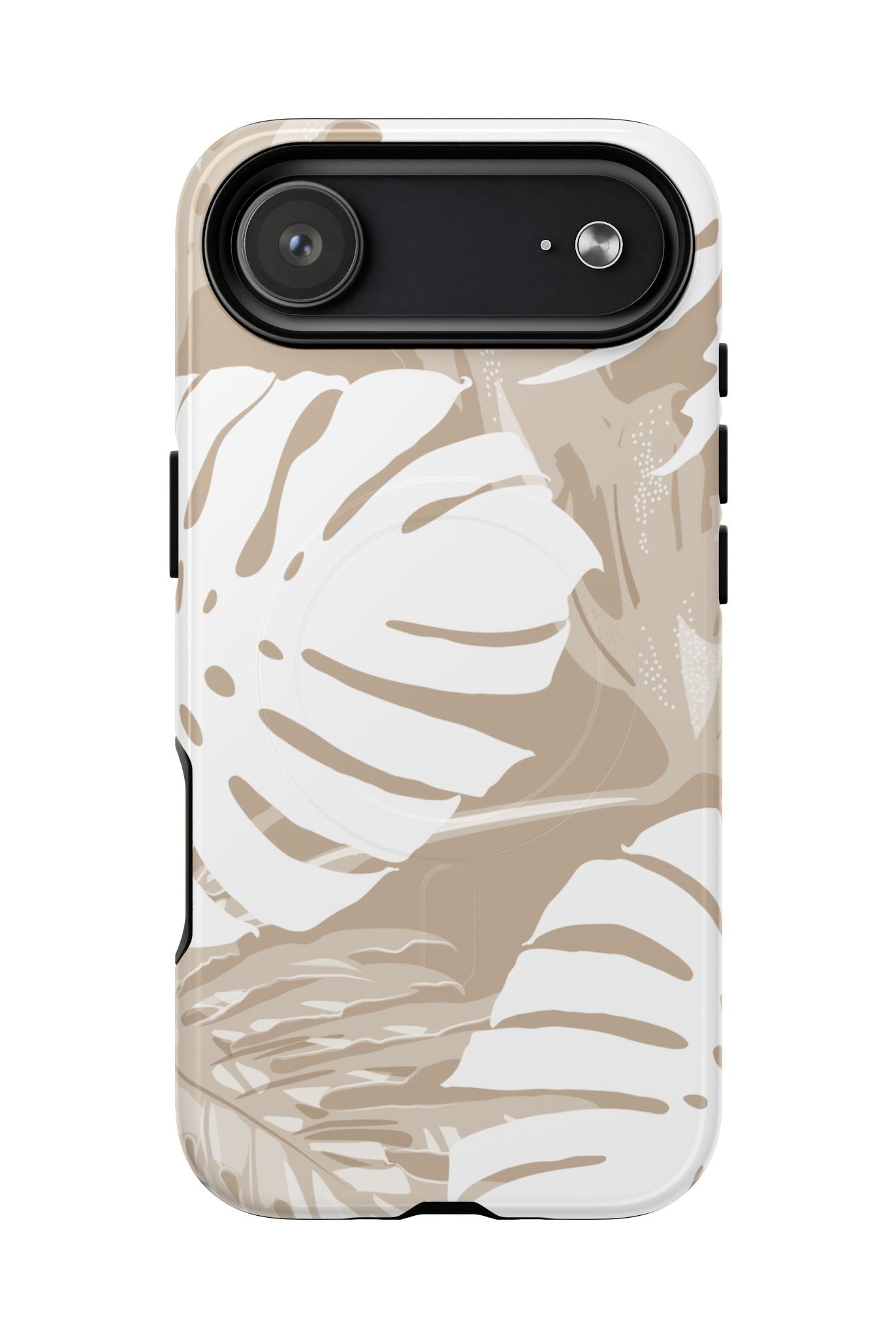 Exotic Monstera MagSafe iPhone Case Detail View - Hawaiian Tropical Monstera Botanical Neutral Design Close Up - The Local Banyan