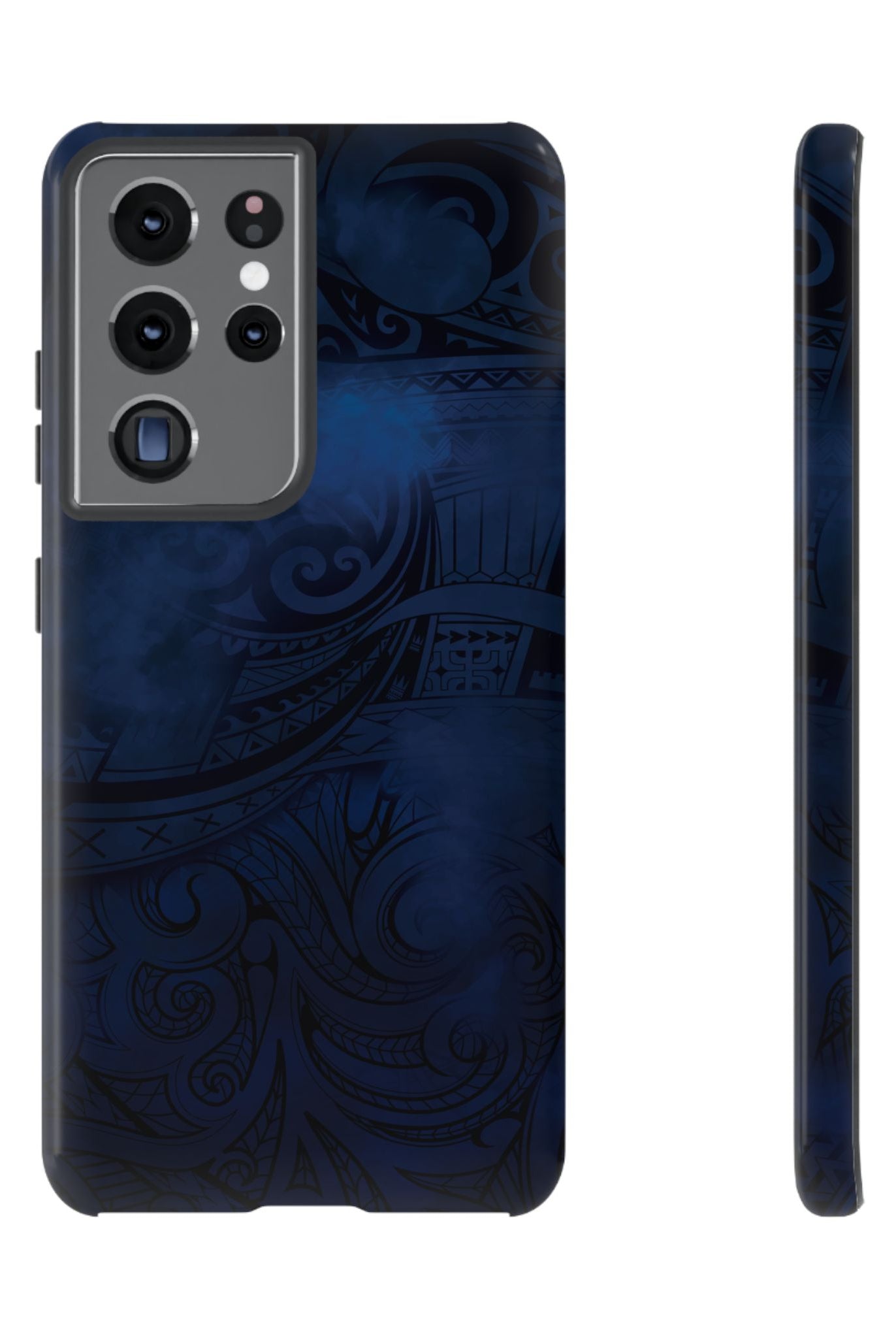Midnight Essence Tough Samsung Galaxy Case Samsung Galaxy S21 Ultra Glossy - Hawaiian Midnight Navy Polynesian Tribal Design - The Local Banyan