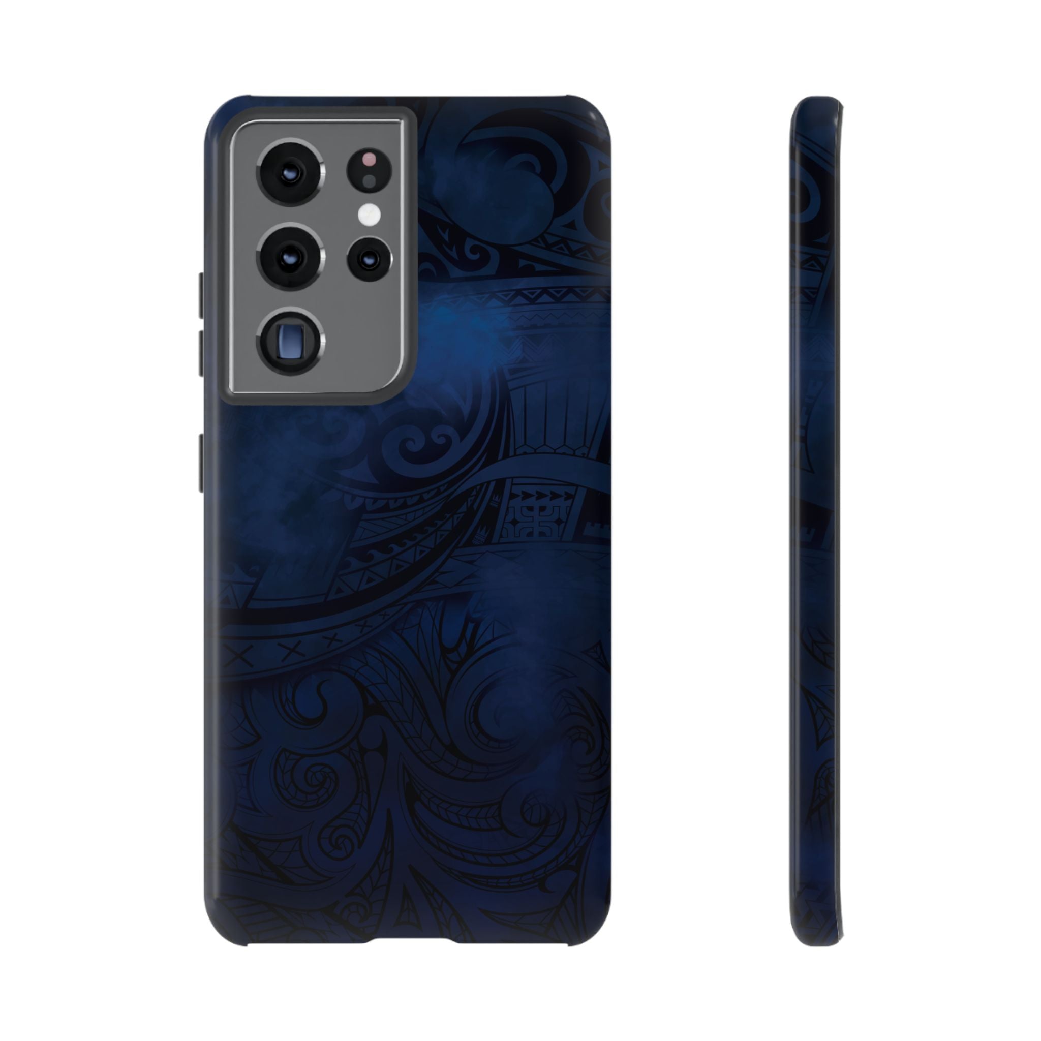 Midnight Essence Tough Samsung Galaxy Case Samsung Galaxy S21 Ultra Glossy - Hawaiian Midnight Navy Polynesian Tribal Design - The Local Banyan