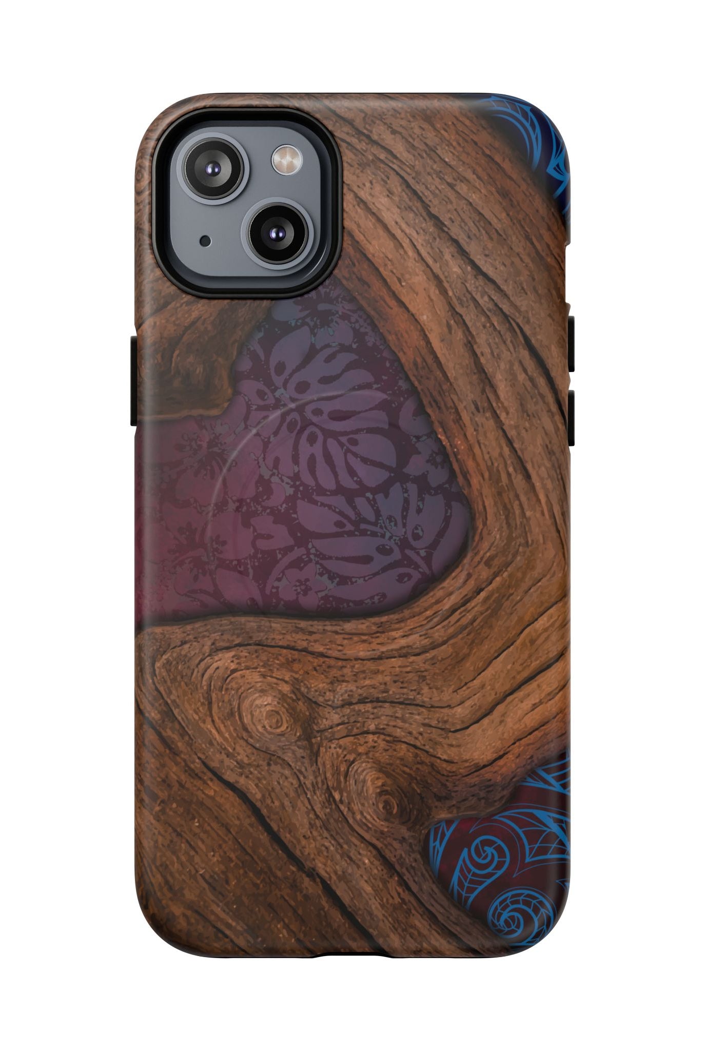 Rooted MagSafe iPhone Case iPhone 14 Plus Matte - Hawaiian Koa Wood Island Strength Tribal Design - The Local Banyan