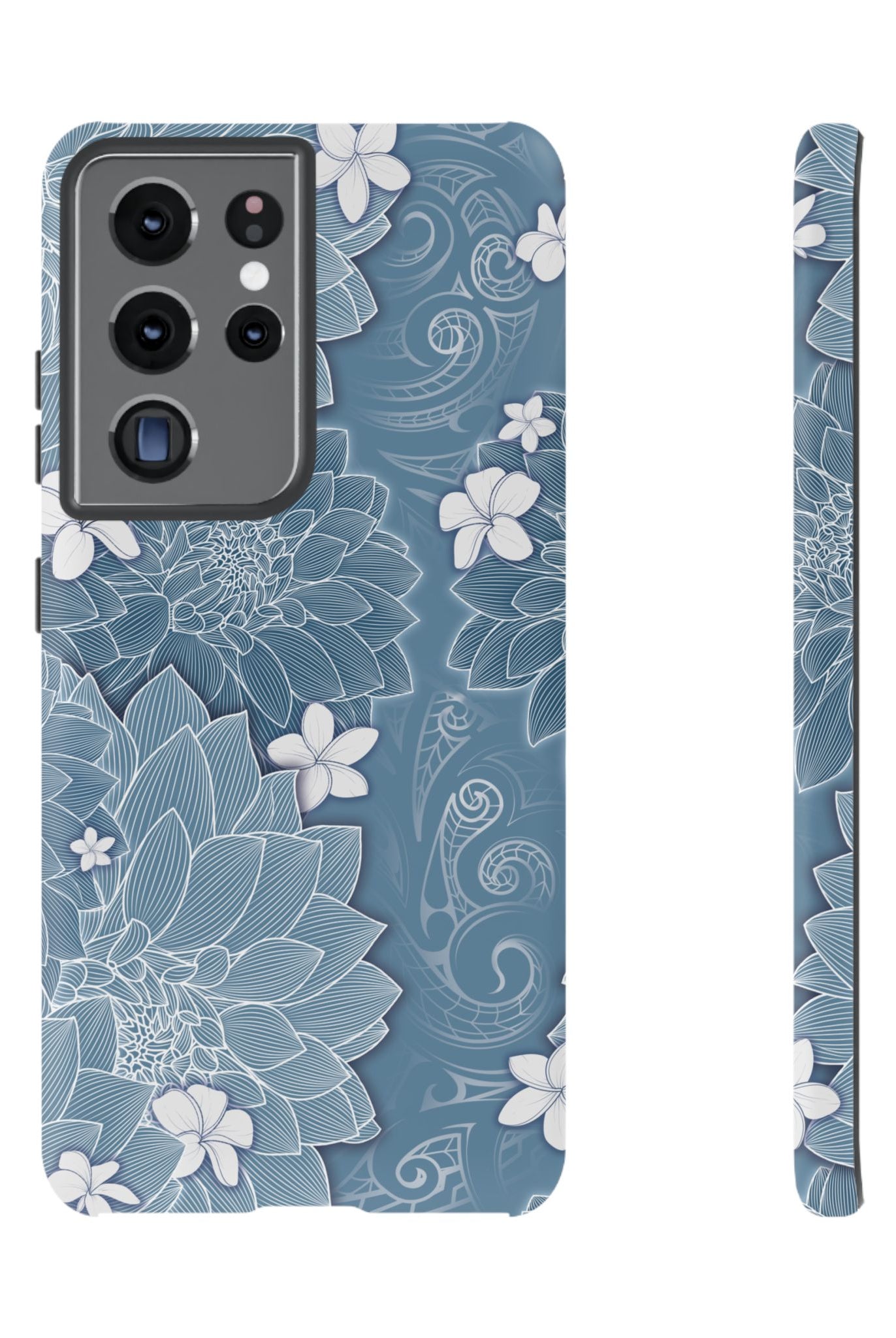 Pua La Tough Samsung Galaxy Case Samsung Galaxy S21 Ultra Matte - Hawaiian Golden Hibiscus Sun Flower Sapphire Design - The Local Banyan
