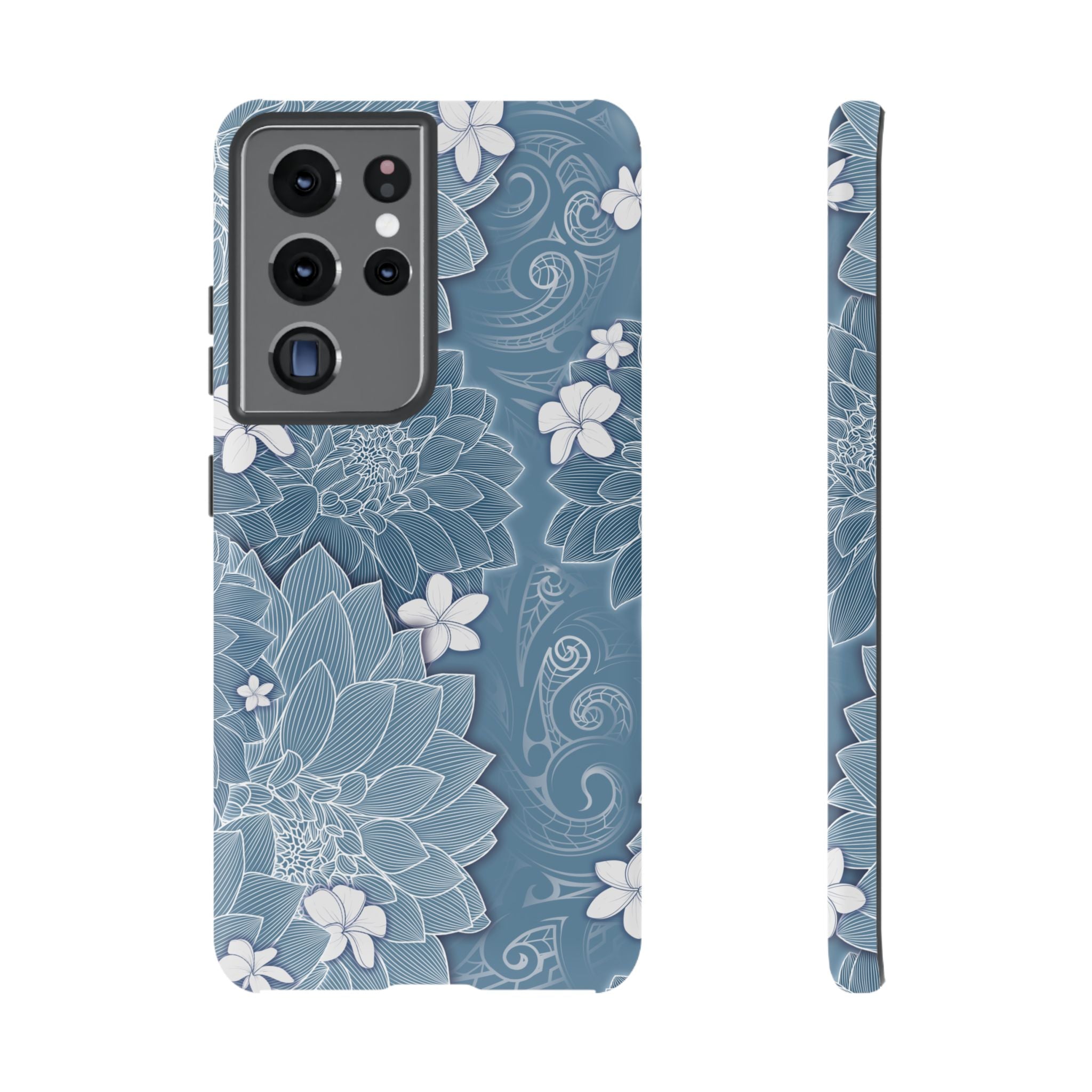 Pua La Tough Samsung Galaxy Case Samsung Galaxy S21 Ultra Matte - Hawaiian Golden Hibiscus Sun Flower Sapphire Design - The Local Banyan