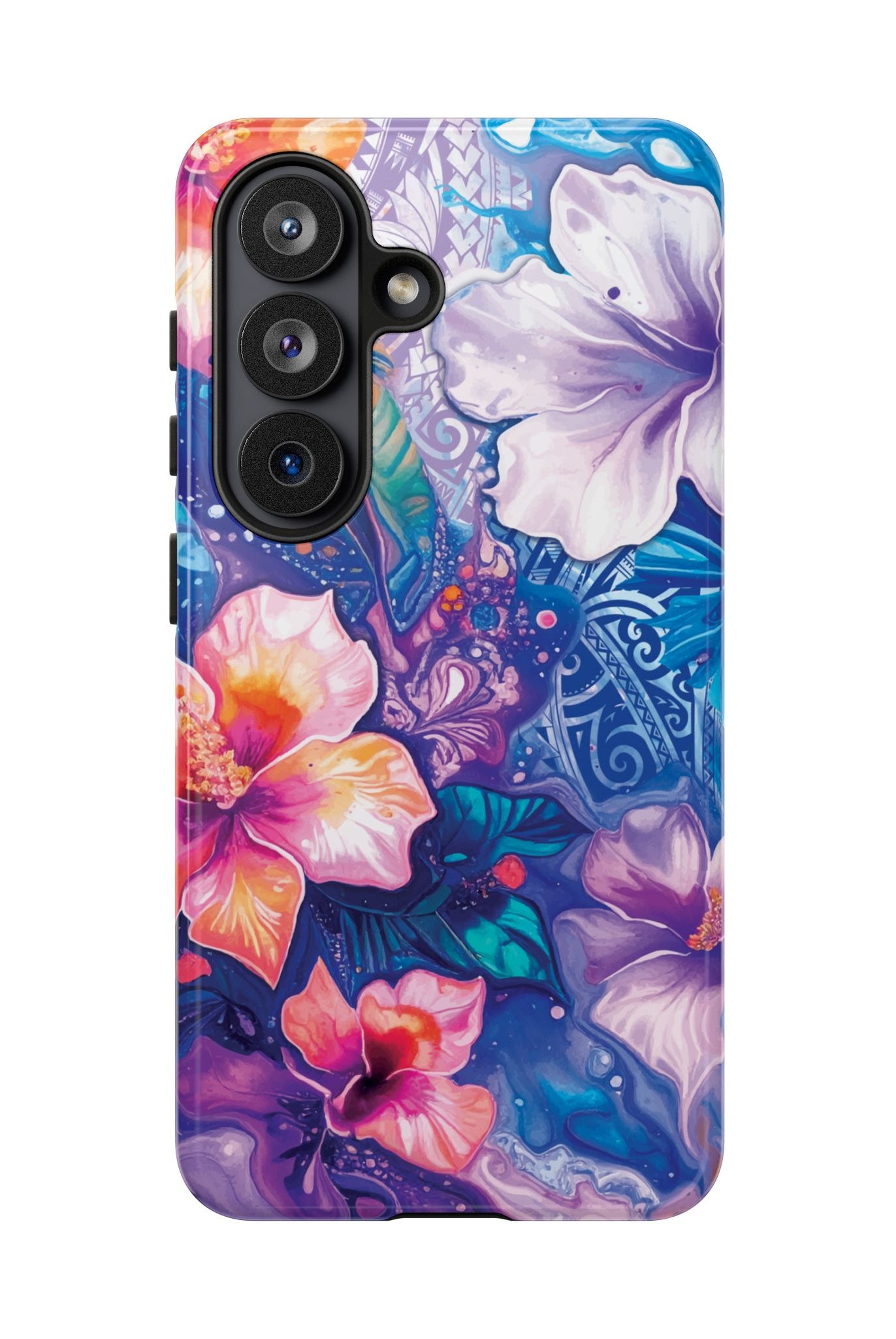 Aloha Wai Tough Samsung Galaxy Case Detail View - Hawaiian Aloha Tropical Floral Design Close Up - The Local Banyan