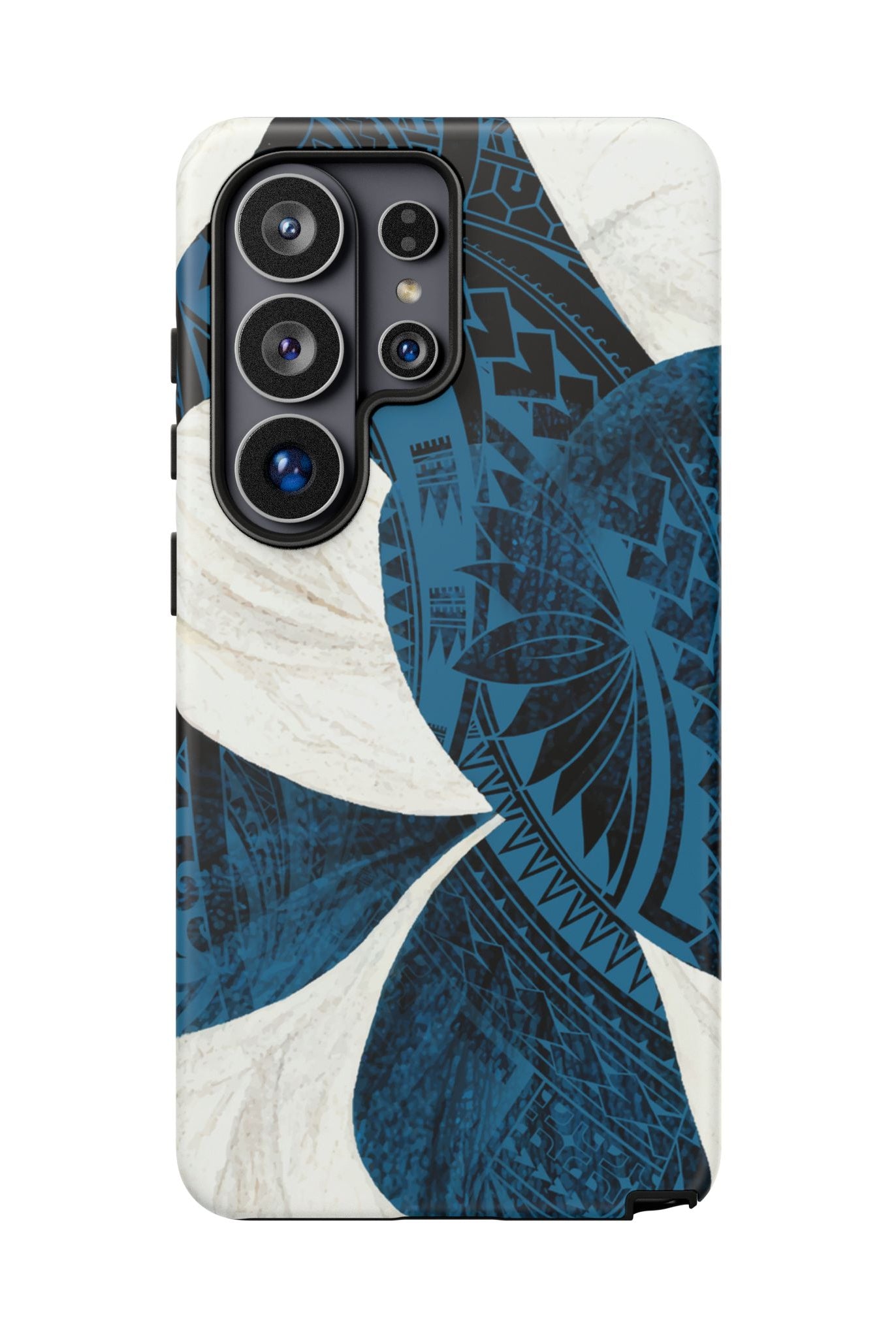 Hana Breeze Tough Samsung Galaxy Case Samsung Galaxy S26 Ultra Matte - Hawaiian Blue Plumeria Polynesian Botanical Design - The Local Banyan