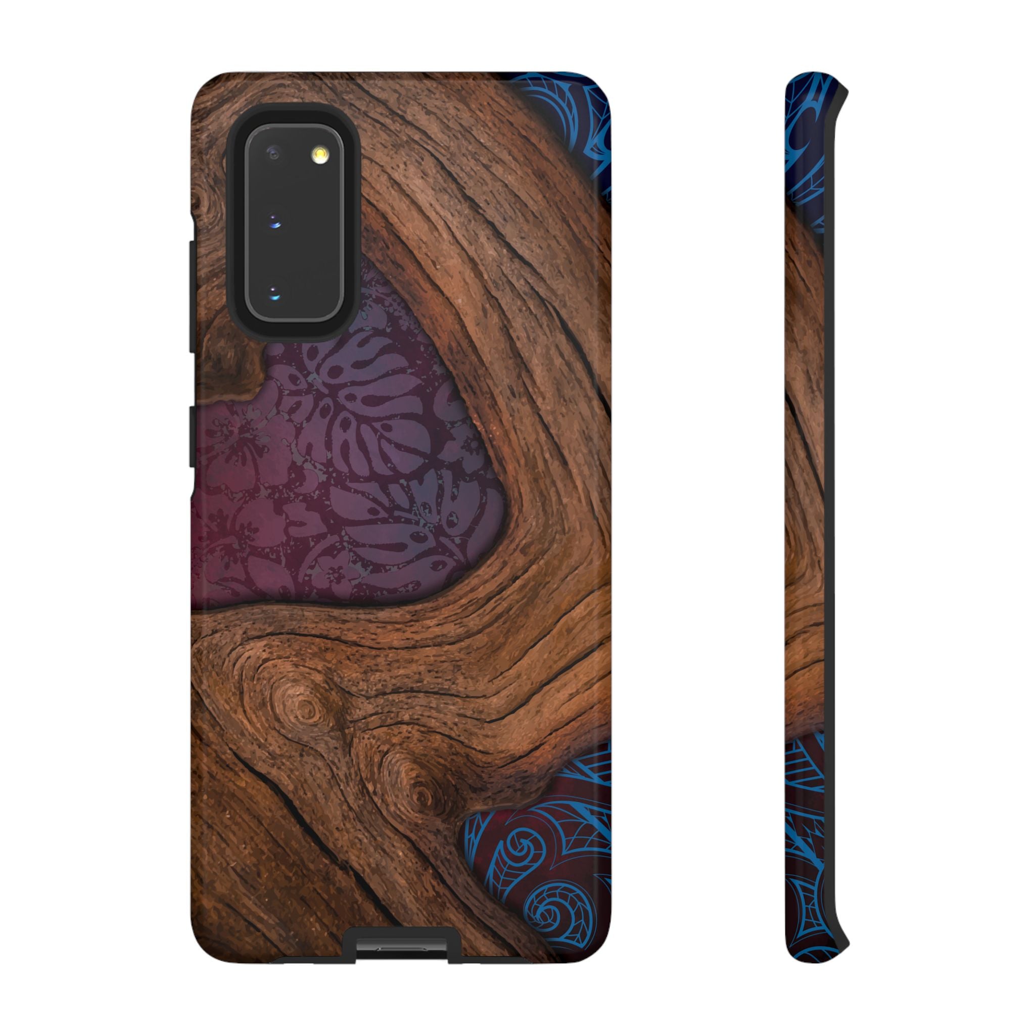 Rooted Tough Samsung Galaxy Case Samsung Galaxy S20 Glossy - Hawaiian Koa Wood Island Strength Tribal Design - The Local Banyan