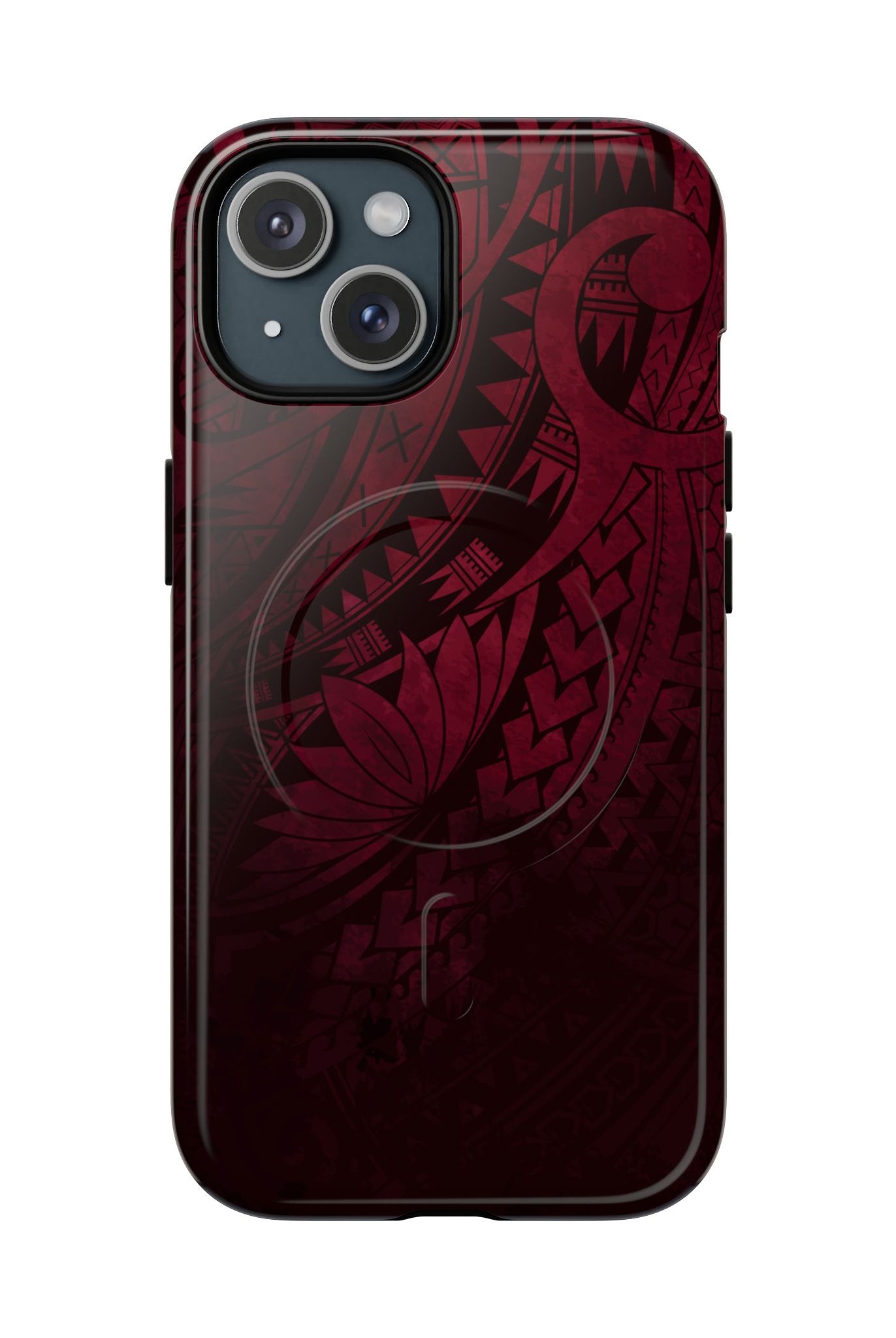 Eternal Ember MagSafe iPhone Case iPhone 15 Glossy - Hawaiian Red Tribal Polynesian Design - The Local Banyan