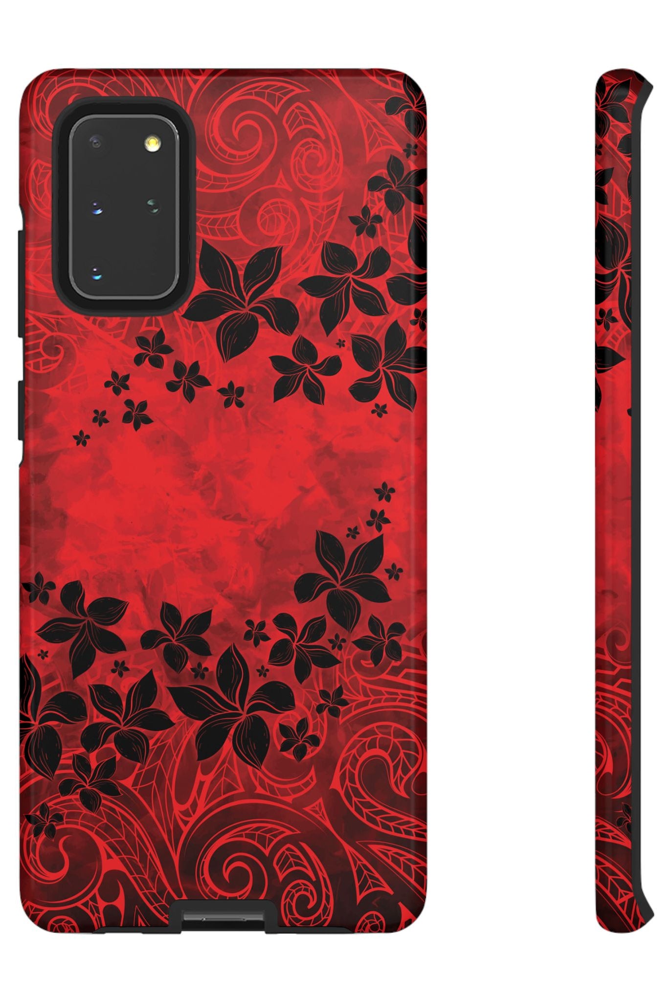 Keahi Pua Tough Samsung Galaxy Case Samsung Galaxy S20+ Glossy - Hawaiian Fire Flower Red Tribal Floral Design - The Local Banyan
