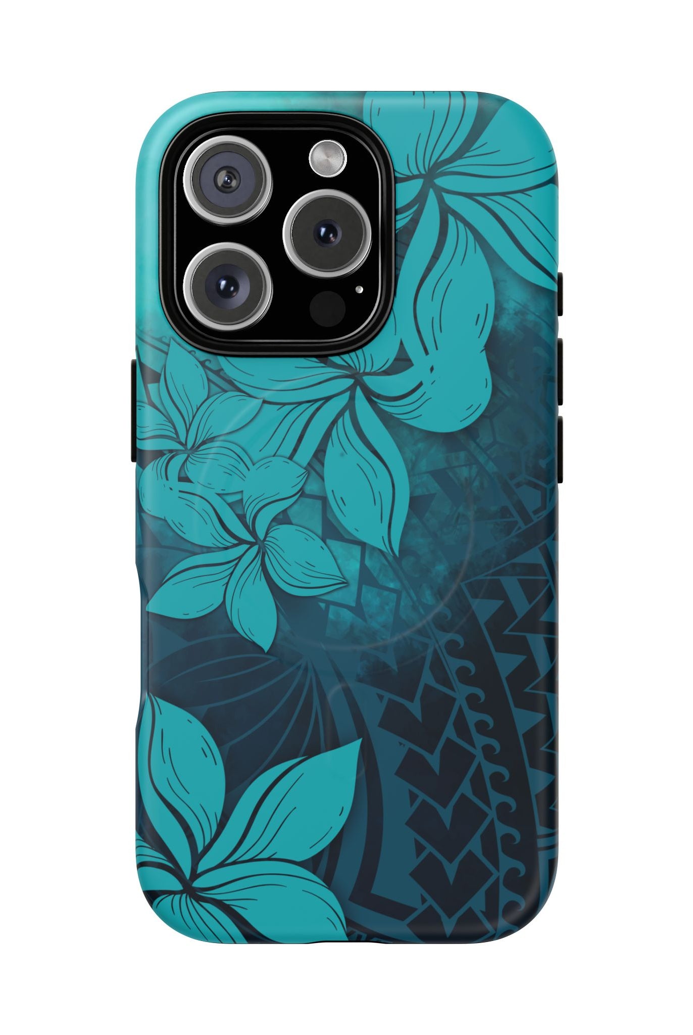 Moana Bloom MagSafe iPhone Case iPhone 16 Pro Matte - Hawaiian Teal Plumeria Ocean Tribal Design - The Local Banyan