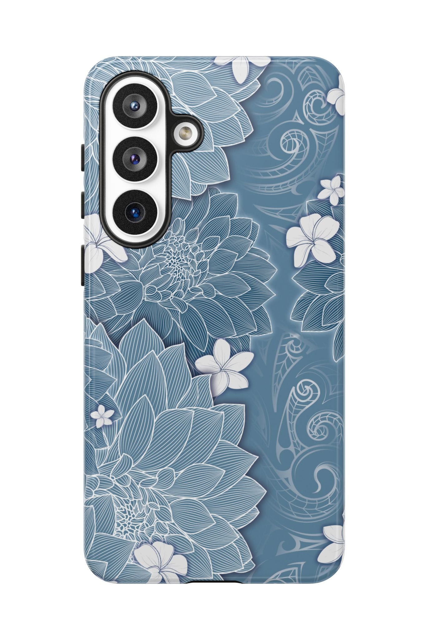 Pua La Tough Samsung Galaxy Case Detail View - Hawaiian Golden Hibiscus Sun Flower Sapphire Design Close Up - The Local Banyan