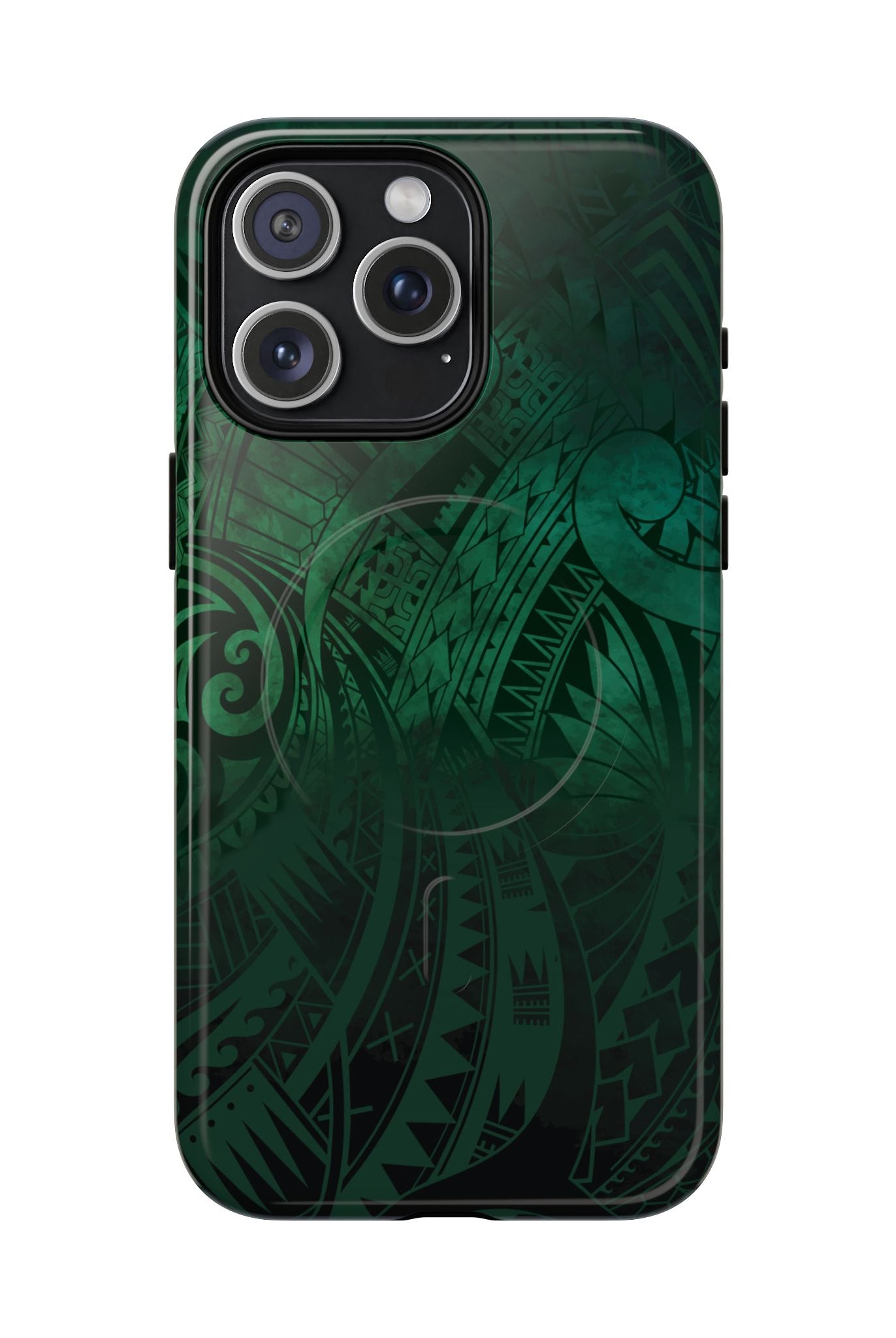 Nahele Spirit MagSafe iPhone Case iPhone 15 Pro Max Glossy - Hawaiian Forest Green Polynesian Tribal Design - The Local Banyan