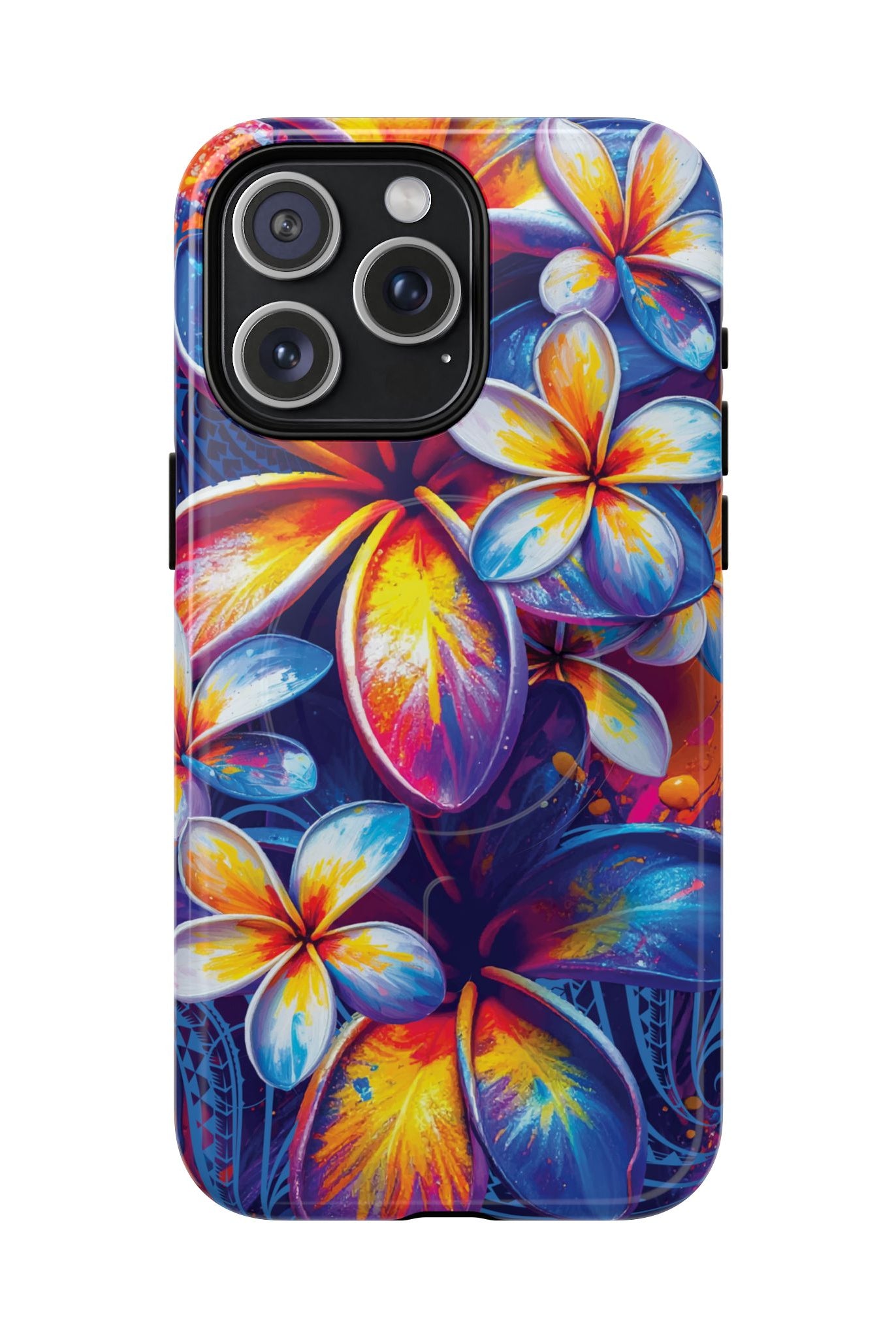 Sunset Ink MagSafe iPhone Case iPhone 15 Pro Max Glossy - Hawaiian Plumeria Street Art Graffiti Tropical Design - The Local Banyan