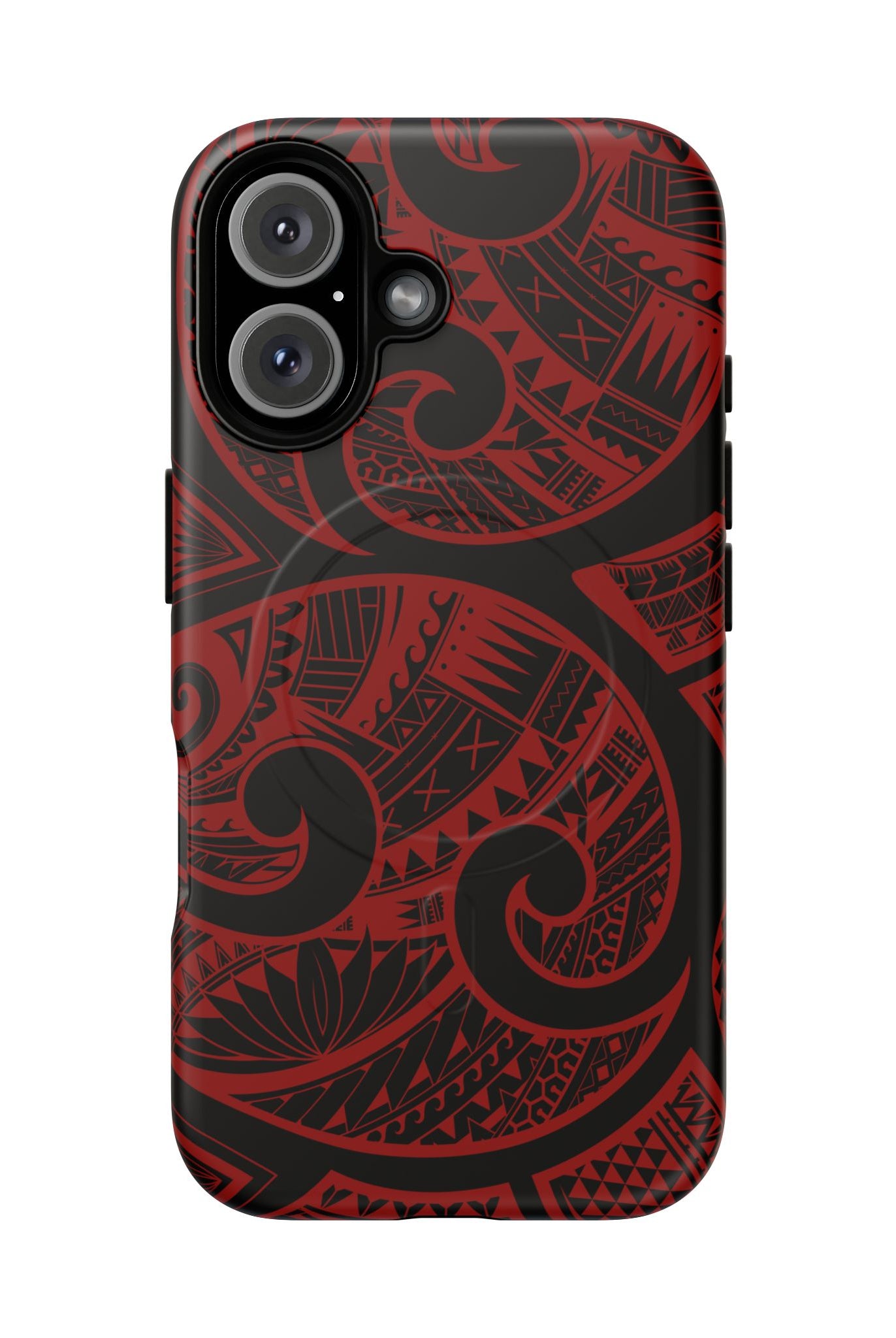 Island Tribal MagSafe iPhone Case iPhone 16 Matte - Hawaiian Crimson Red Polynesian Tribal Design - The Local Banyan