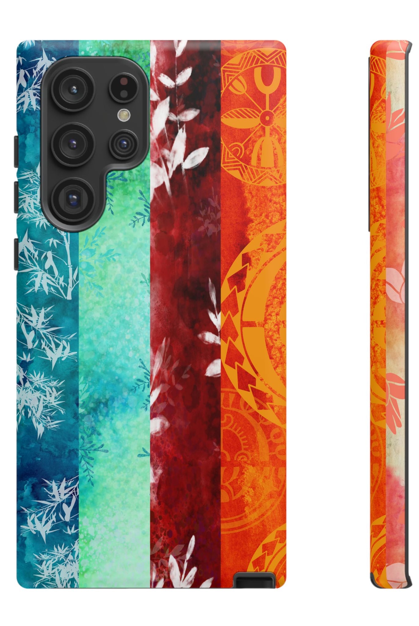 Island Vibes Tough Samsung Galaxy Case Detail View - Hawaiian Colorful Tropical Floral Design Close Up - The Local Banyan