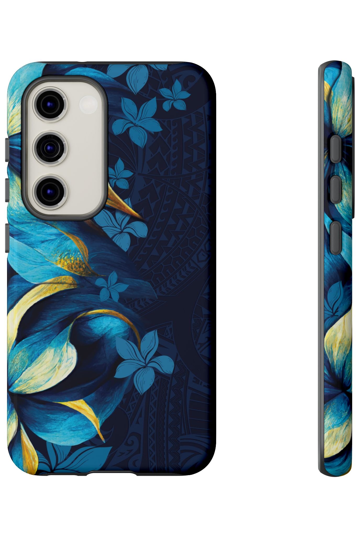 Floral Tough Case for Samsung Galaxy - Elegant Blue Design Phone Case Printify Samsung Galaxy S23 Glossy
