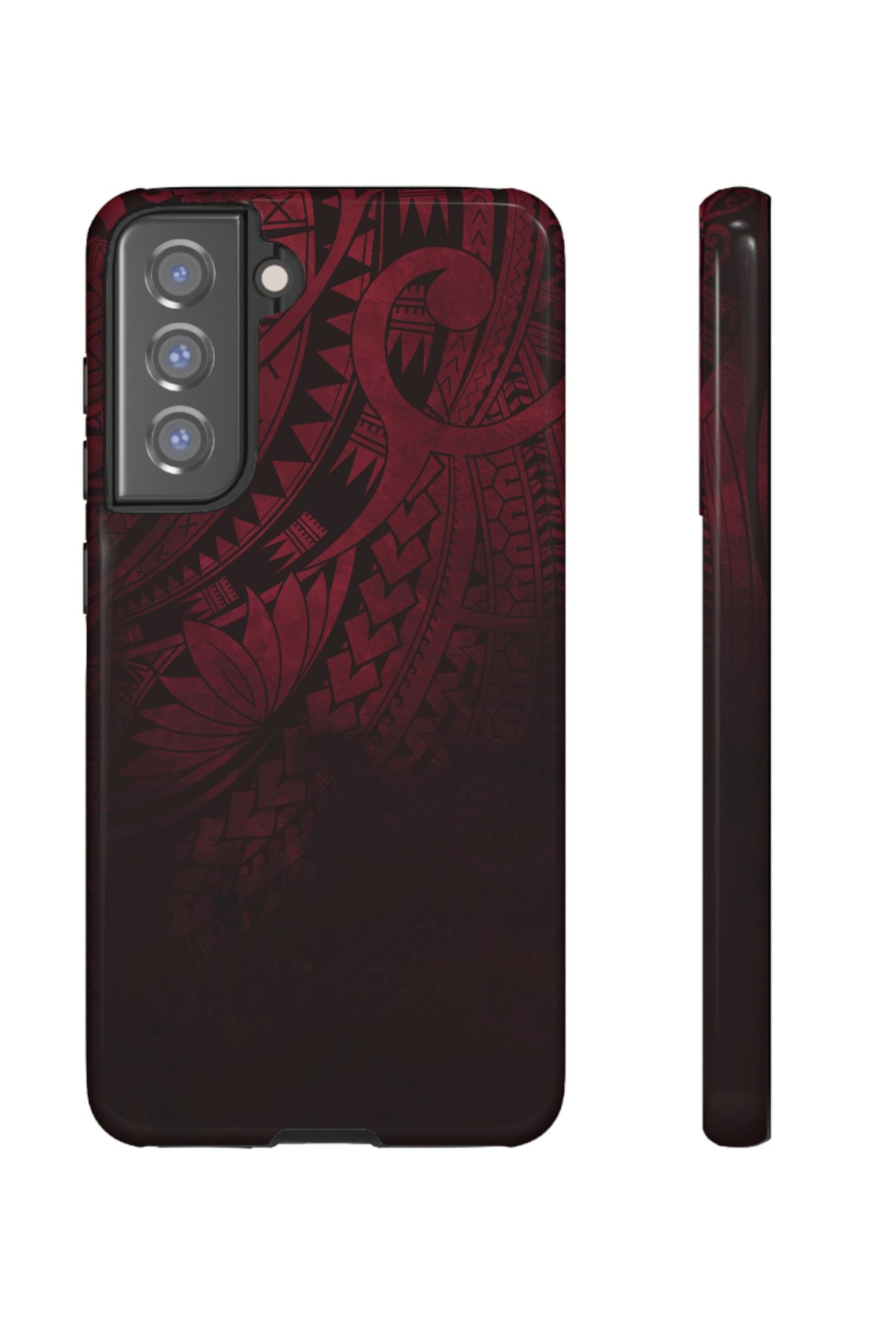 Eternal Ember Tough Samsung Galaxy Case Samsung Galaxy S21 FE Glossy - Hawaiian Red Tribal Polynesian Design - The Local Banyan