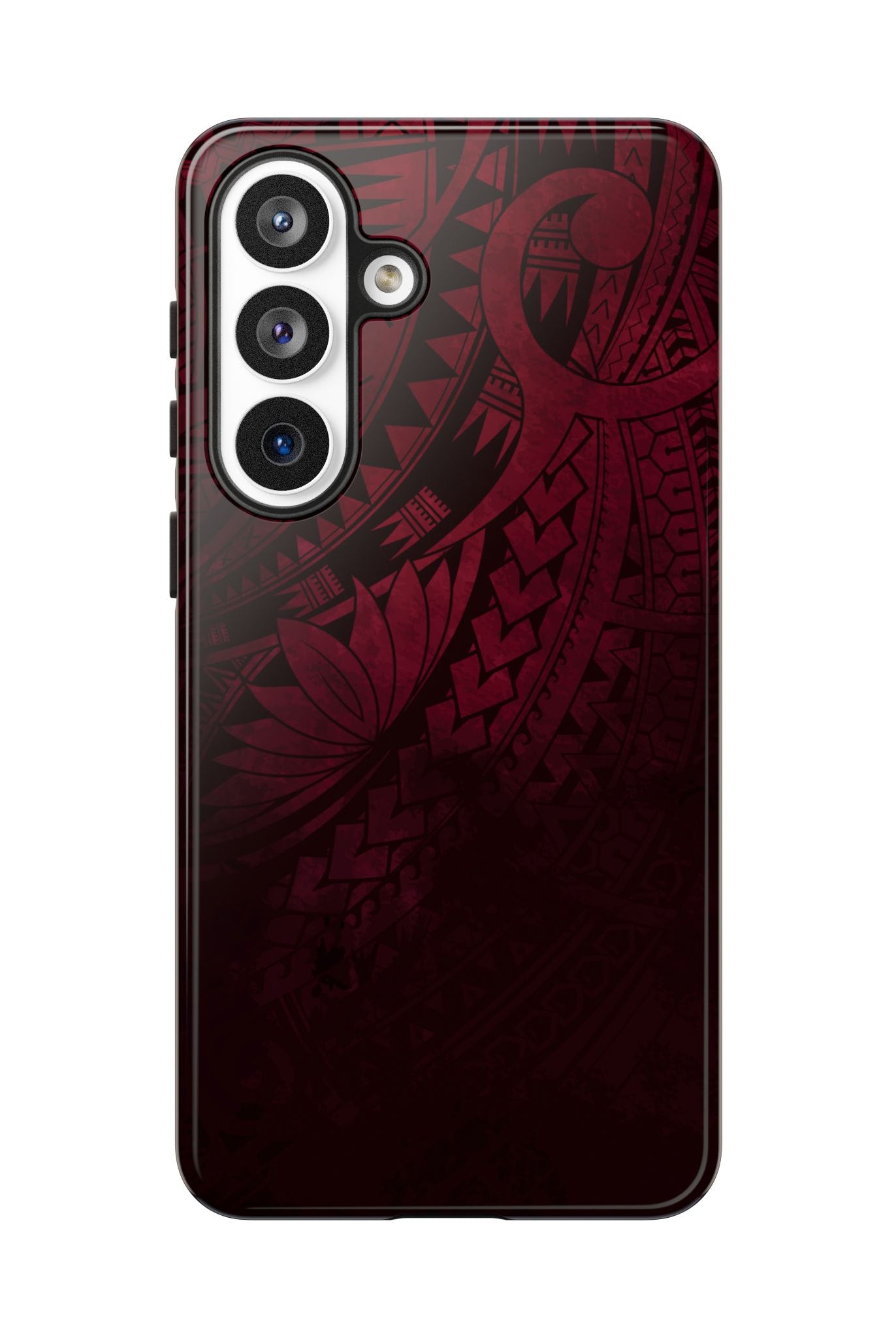 Woman holding Eternal Ember Tough Samsung Galaxy Case - Hawaiian Red Tribal Polynesian Design - The Local Banyan