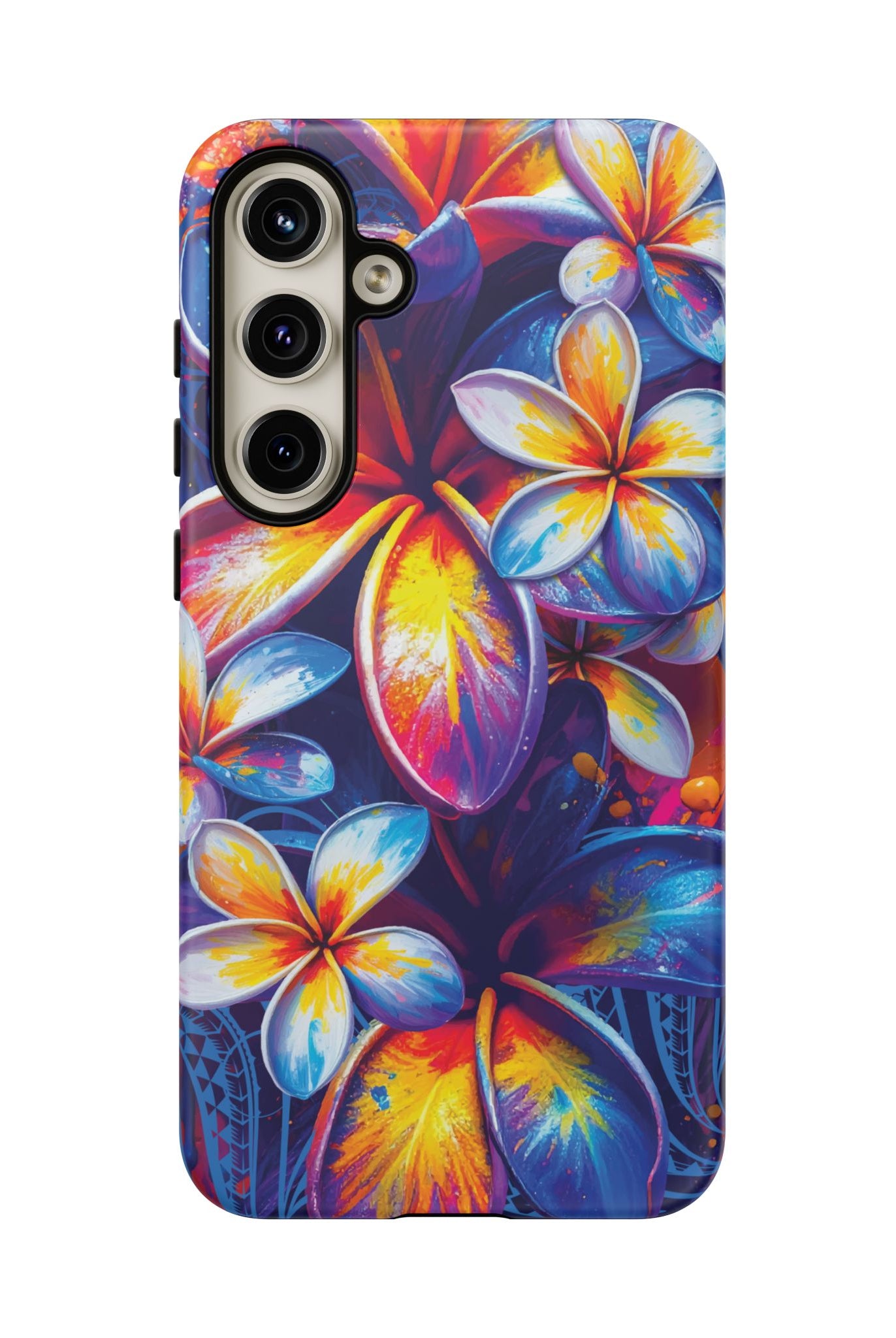 Sunset Ink Tough Samsung Galaxy Case Detail View - Hawaiian Plumeria Street Art Graffiti Tropical Design Close Up - The Local Banyan