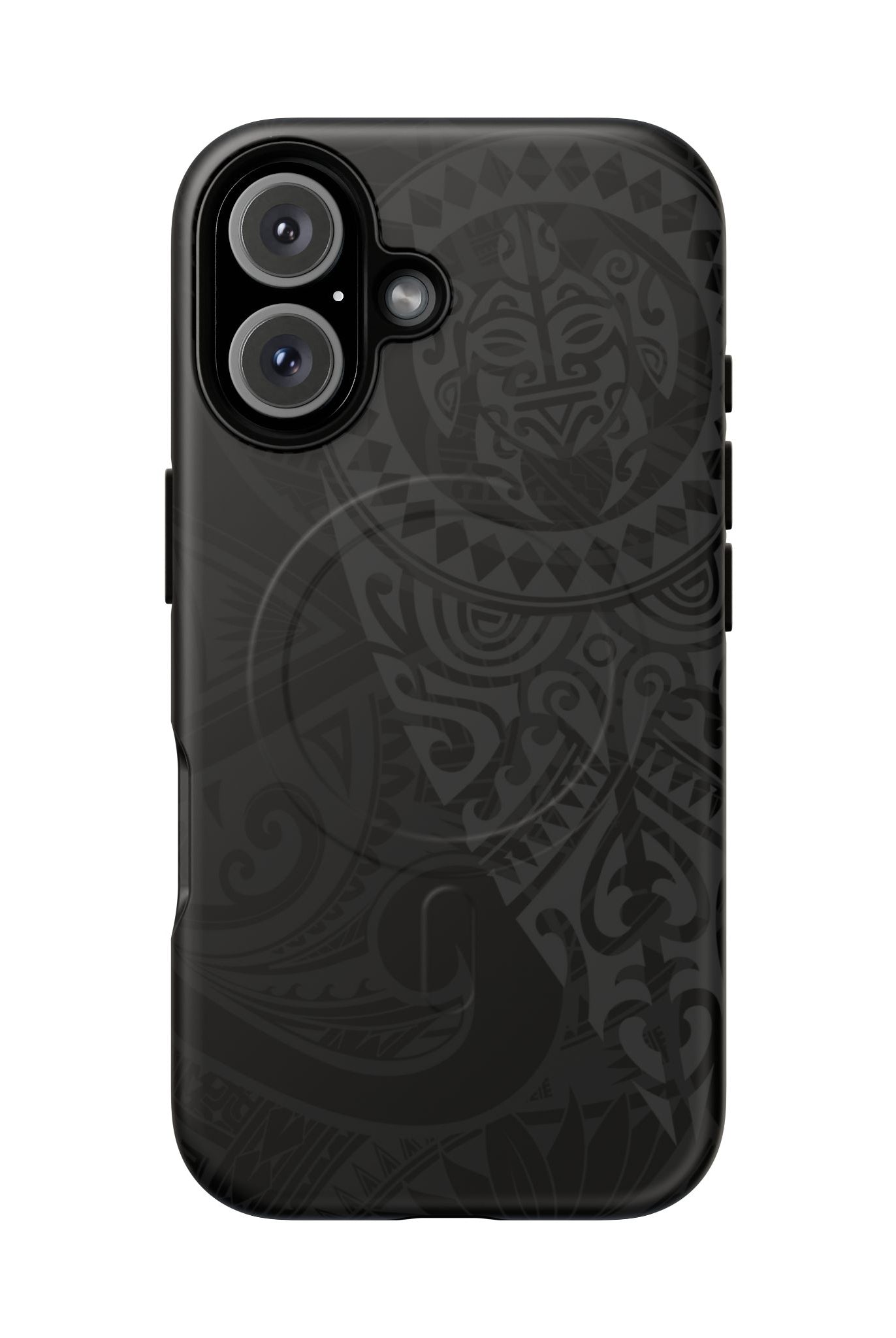 Tribal Guardian MagSafe iPhone Case iPhone 16 Matte - Hawaiian Black on Black Polynesian Tribal Design - The Local Banyan