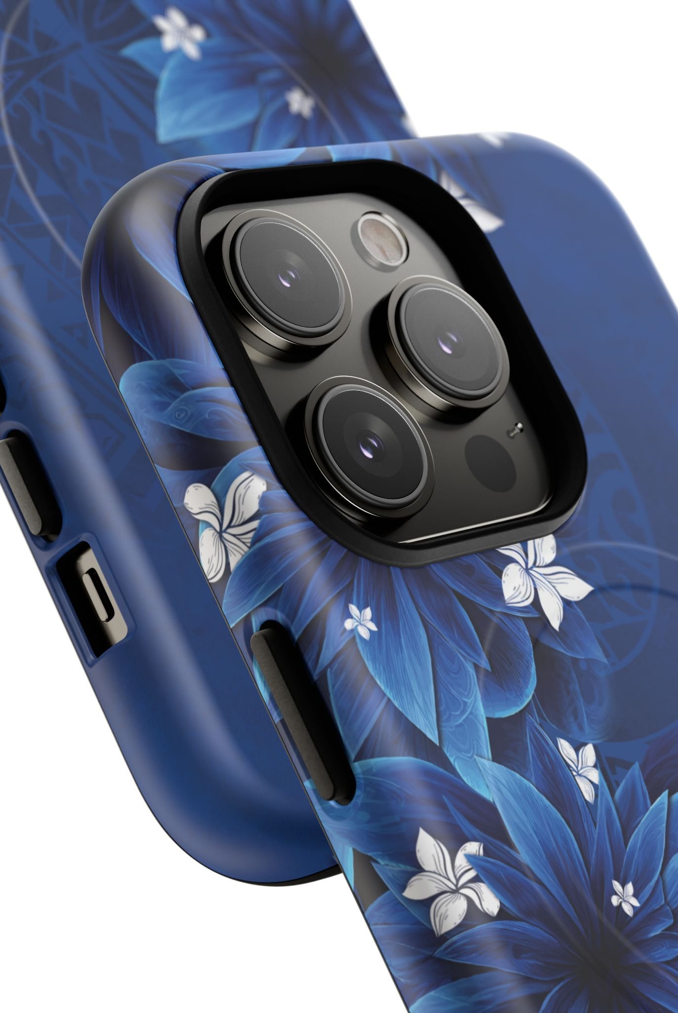 Woman holding Hoku Pua MagSafe iPhone Case - Hawaiian Blue Star Flower Polynesian Design - The Local Banyan