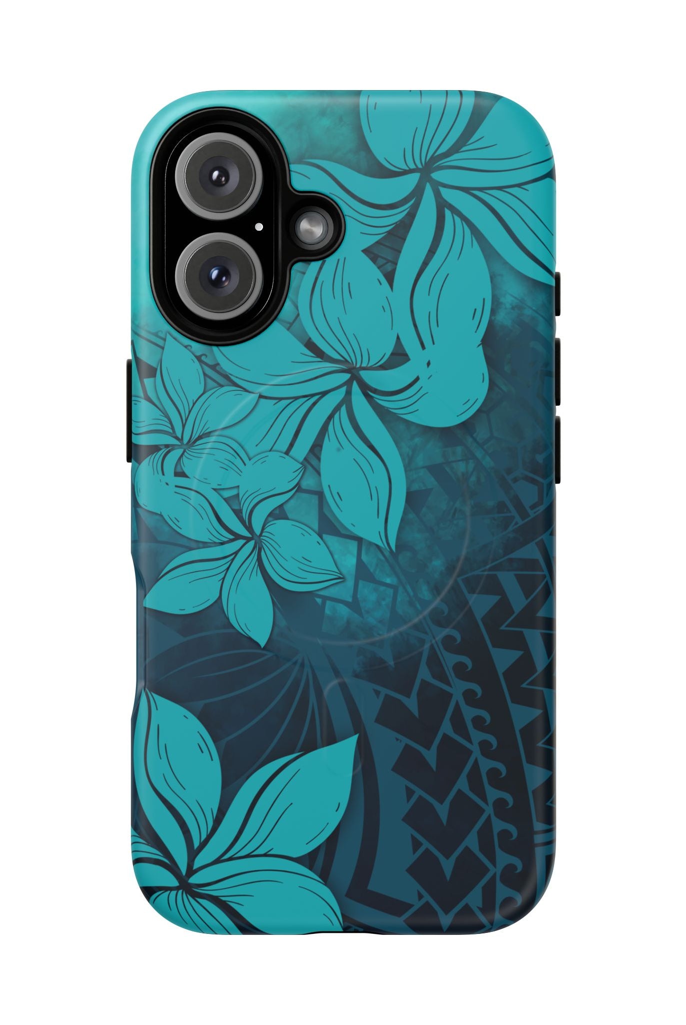 Moana Bloom MagSafe iPhone Case iPhone 16 Matte - Hawaiian Teal Plumeria Ocean Tribal Design - The Local Banyan