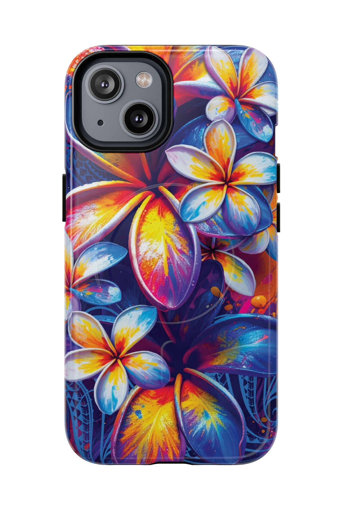 Sunset Ink MagSafe iPhone Case iPhone 14 Glossy - Hawaiian Plumeria Street Art Graffiti Tropical Design - The Local Banyan