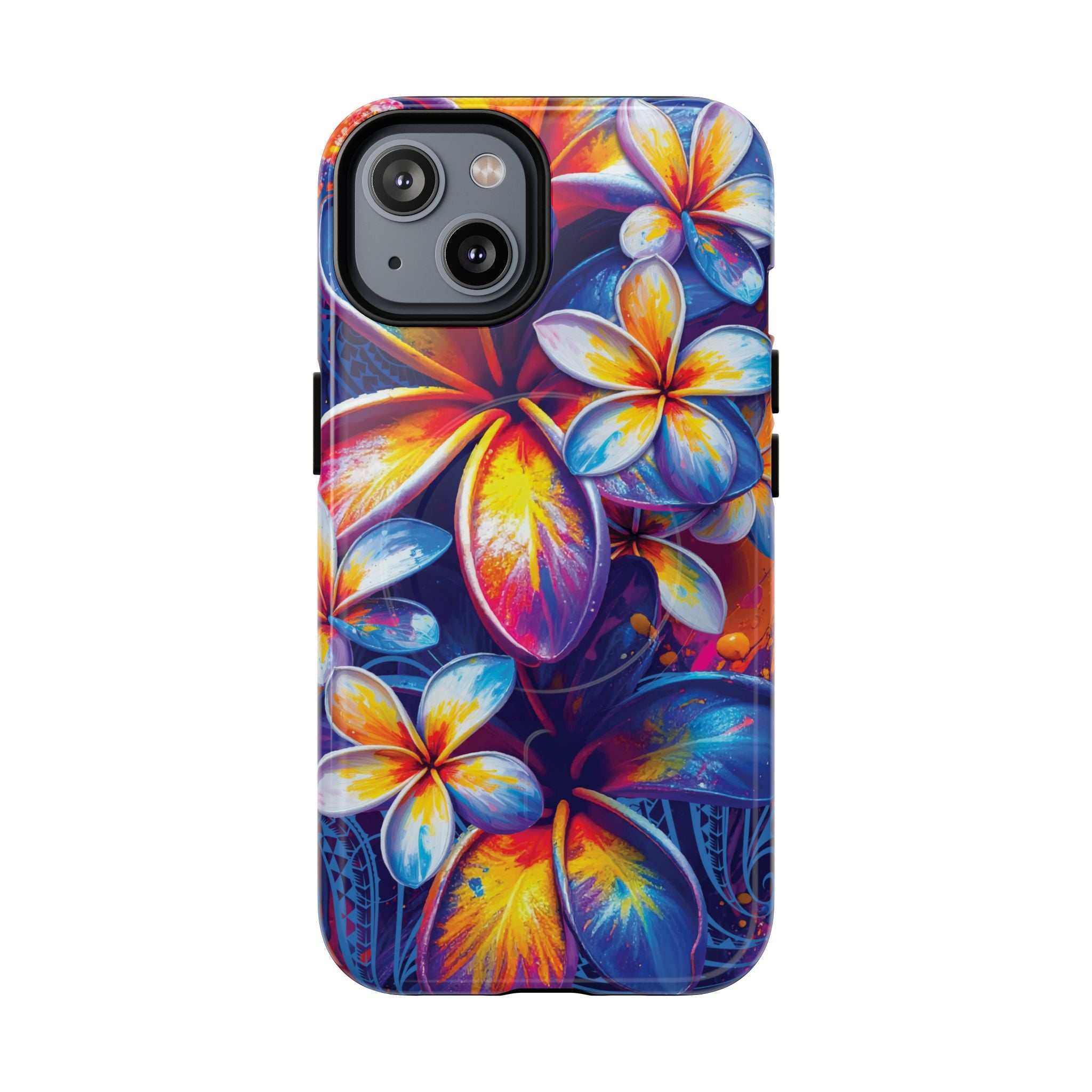 Sunset Ink MagSafe iPhone Case iPhone 14 Glossy - Hawaiian Plumeria Street Art Graffiti Tropical Design - The Local Banyan