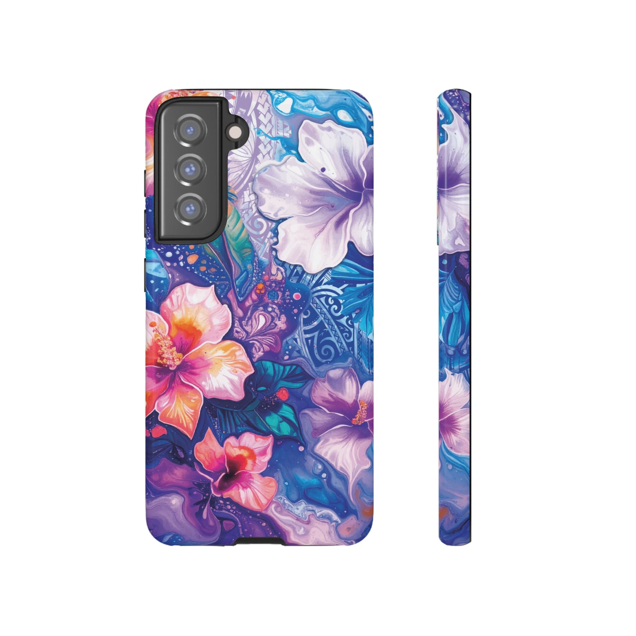 Aloha Wai Tough Samsung Galaxy Case Samsung Galaxy S21 FE Glossy - Hawaiian Aloha Tropical Floral Design - The Local Banyan