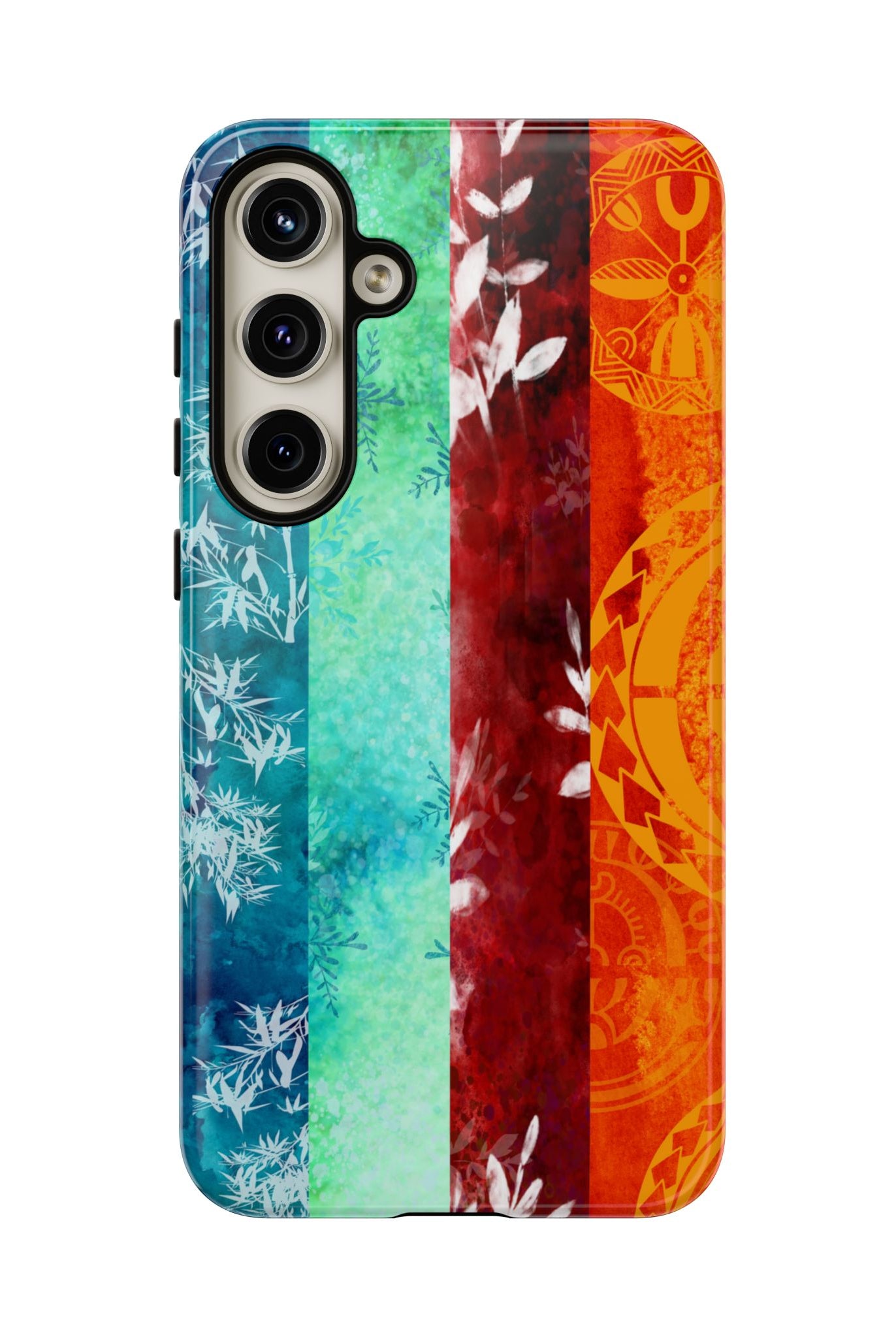 Island Vibes Tough Samsung Galaxy Case Detail View - Hawaiian Colorful Tropical Floral Design Close Up - The Local Banyan