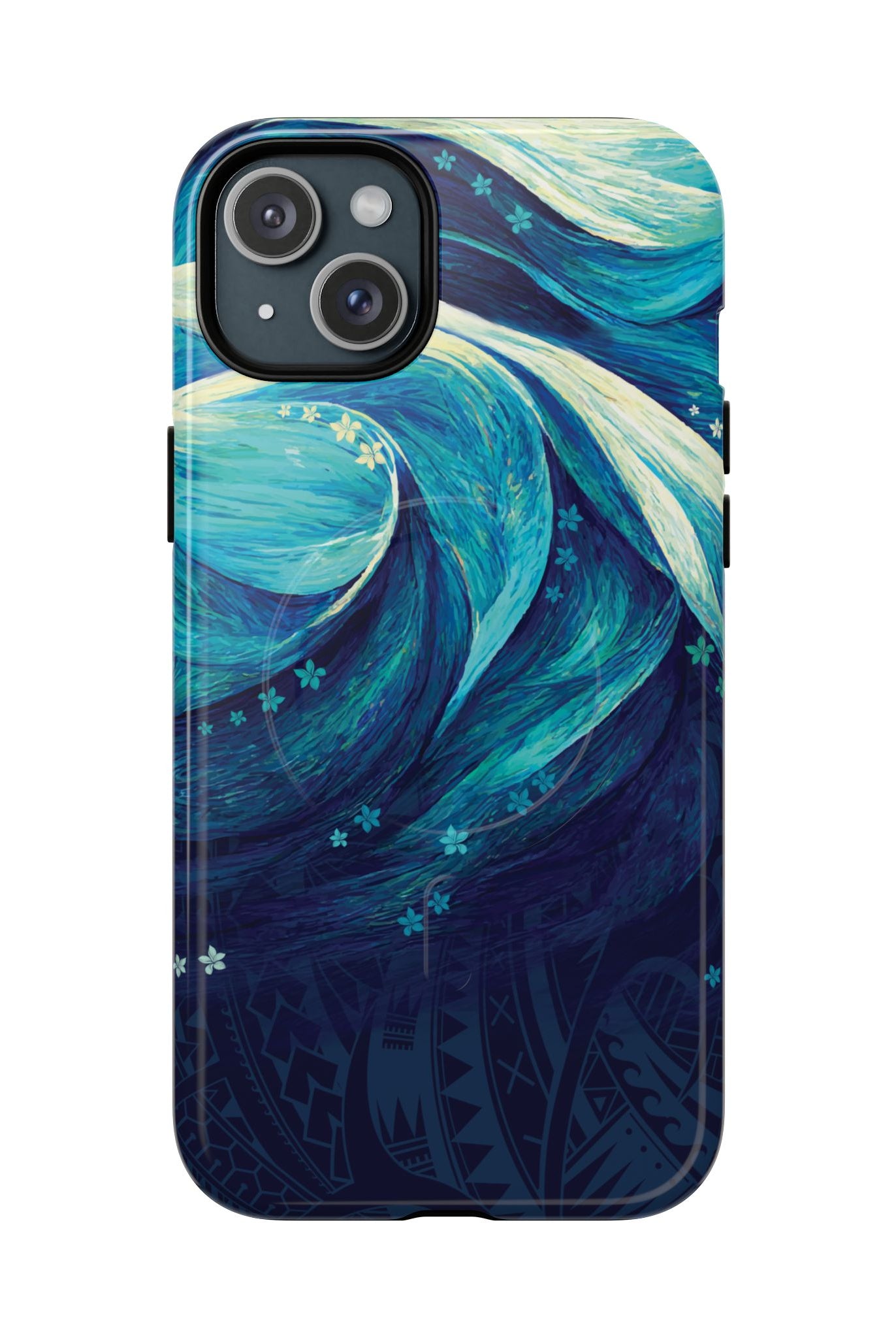 Eternal Mana MagSafe iPhone Case iPhone 15 Plus Glossy - Hawaiian Ocean Wave Polynesian Tribal Design - The Local Banyan