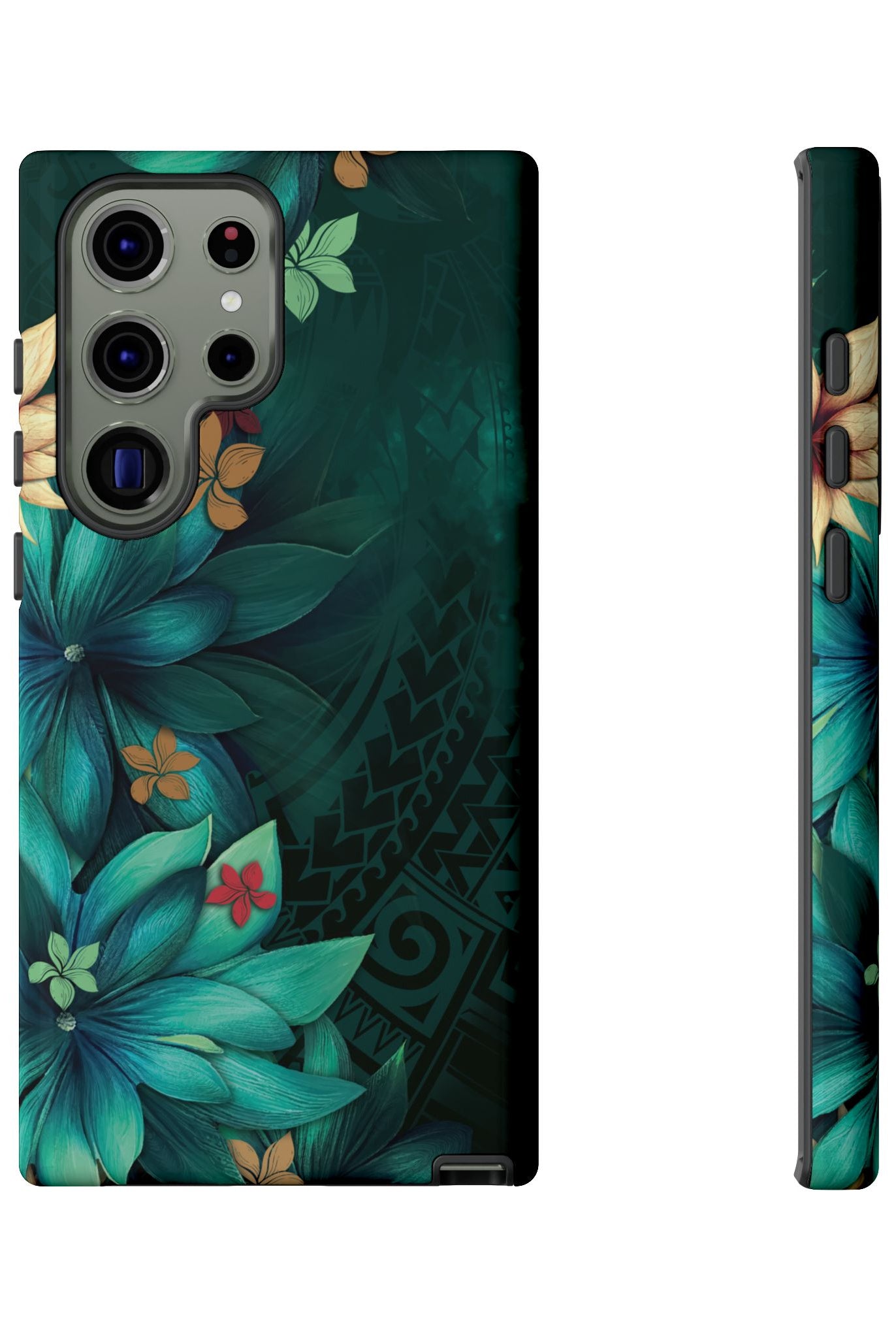 Aloha Whispers Tough Samsung Galaxy Case Side View - Dual Layer Drop Protection Hawaiian Phone Case - The Local Banyan
