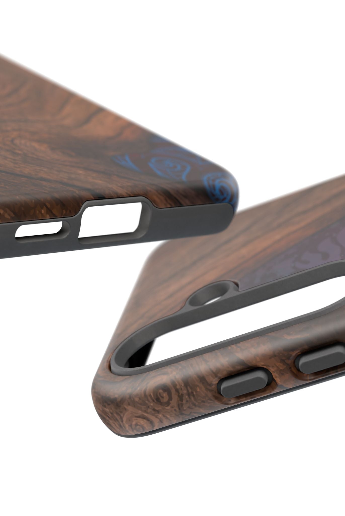 Rooted Tough Samsung Galaxy Case Detail View - Hawaiian Koa Wood Island Strength Tribal Design Close Up - The Local Banyan