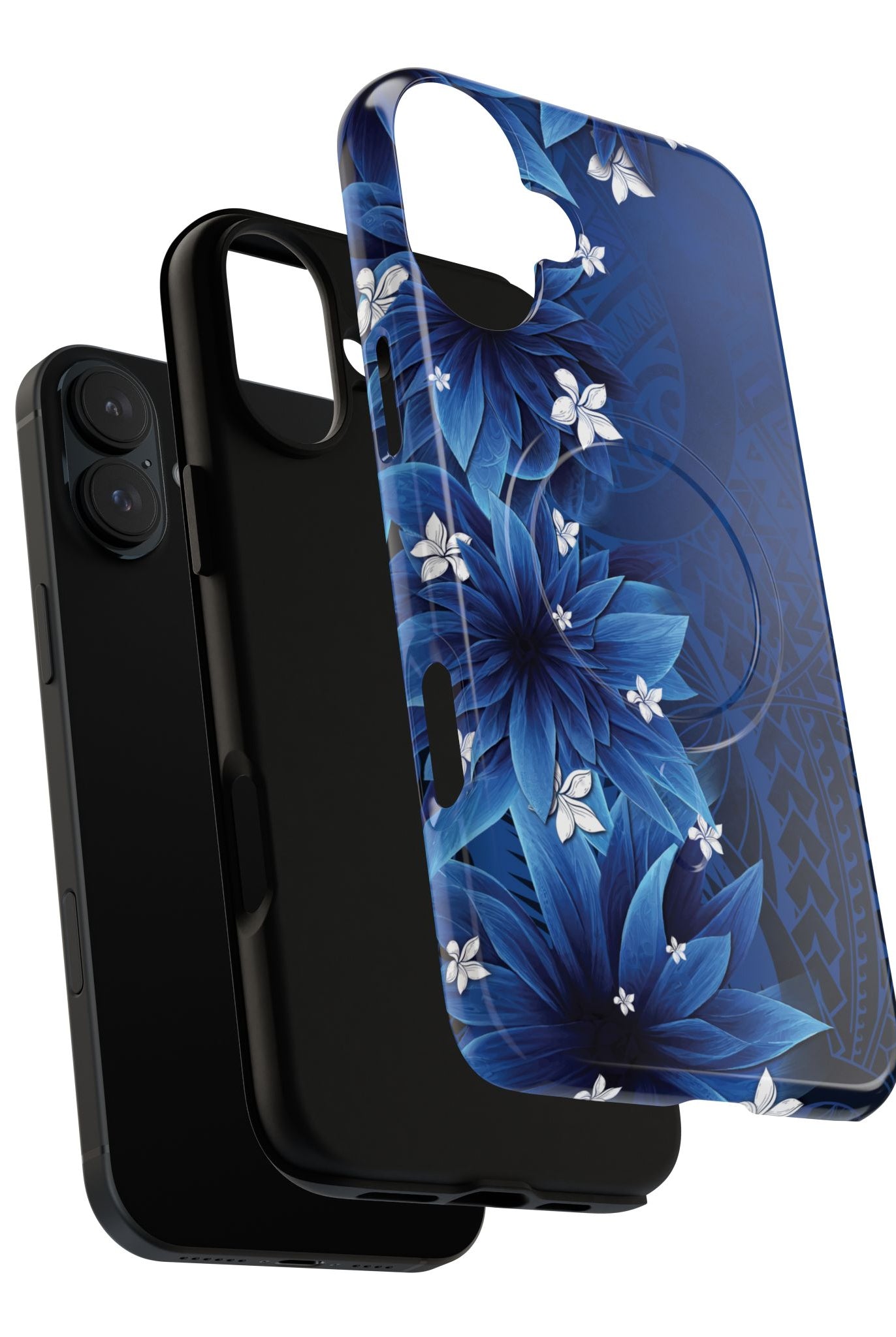 Hoku Pua MagSafe iPhone Case Detail View - Hawaiian Blue Star Flower Polynesian Design Close Up - The Local Banyan