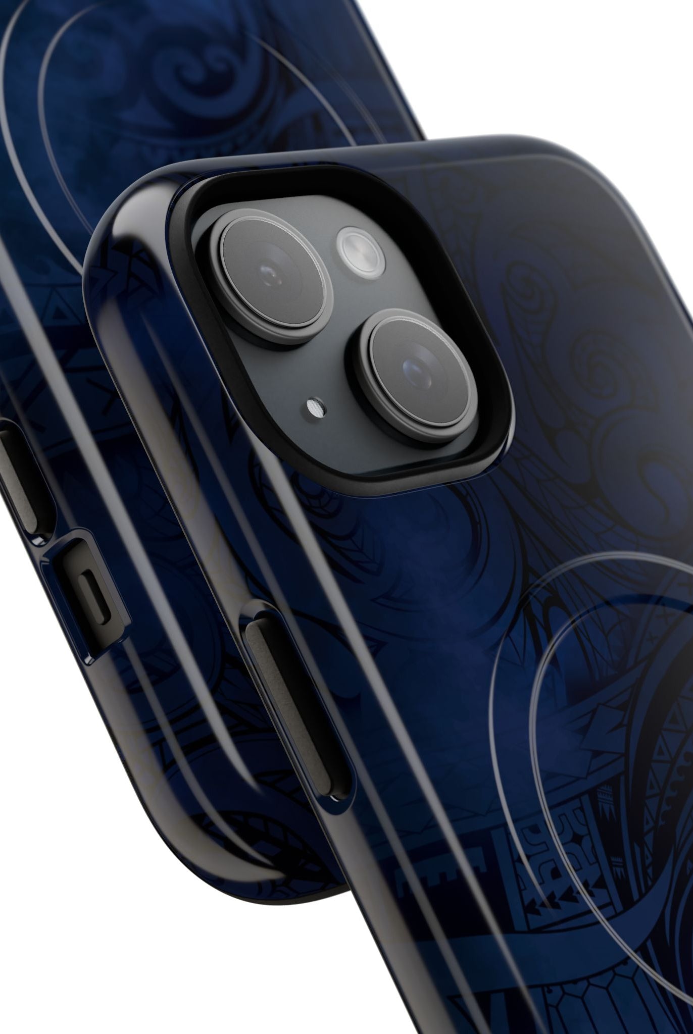 Midnight Essence Detail View MagSafe iPhone Case - Hawaiian Midnight Navy Polynesian Tribal Design - The Local Banyan