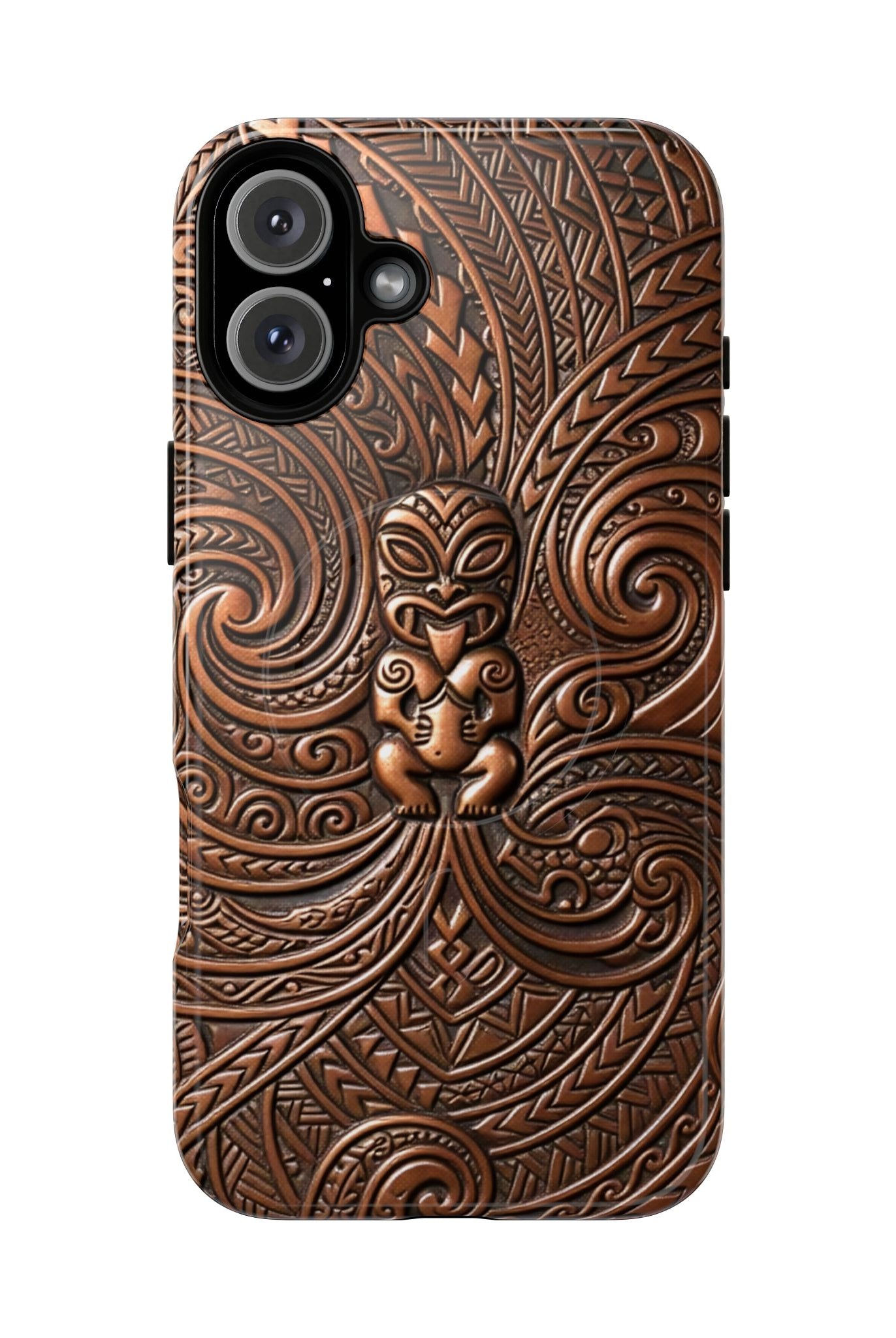 Paa Guardian MagSafe iPhone Case iPhone 16 Plus Glossy - Hawaiian Copper Carved Tiki Polynesian Design - The Local Banyan
