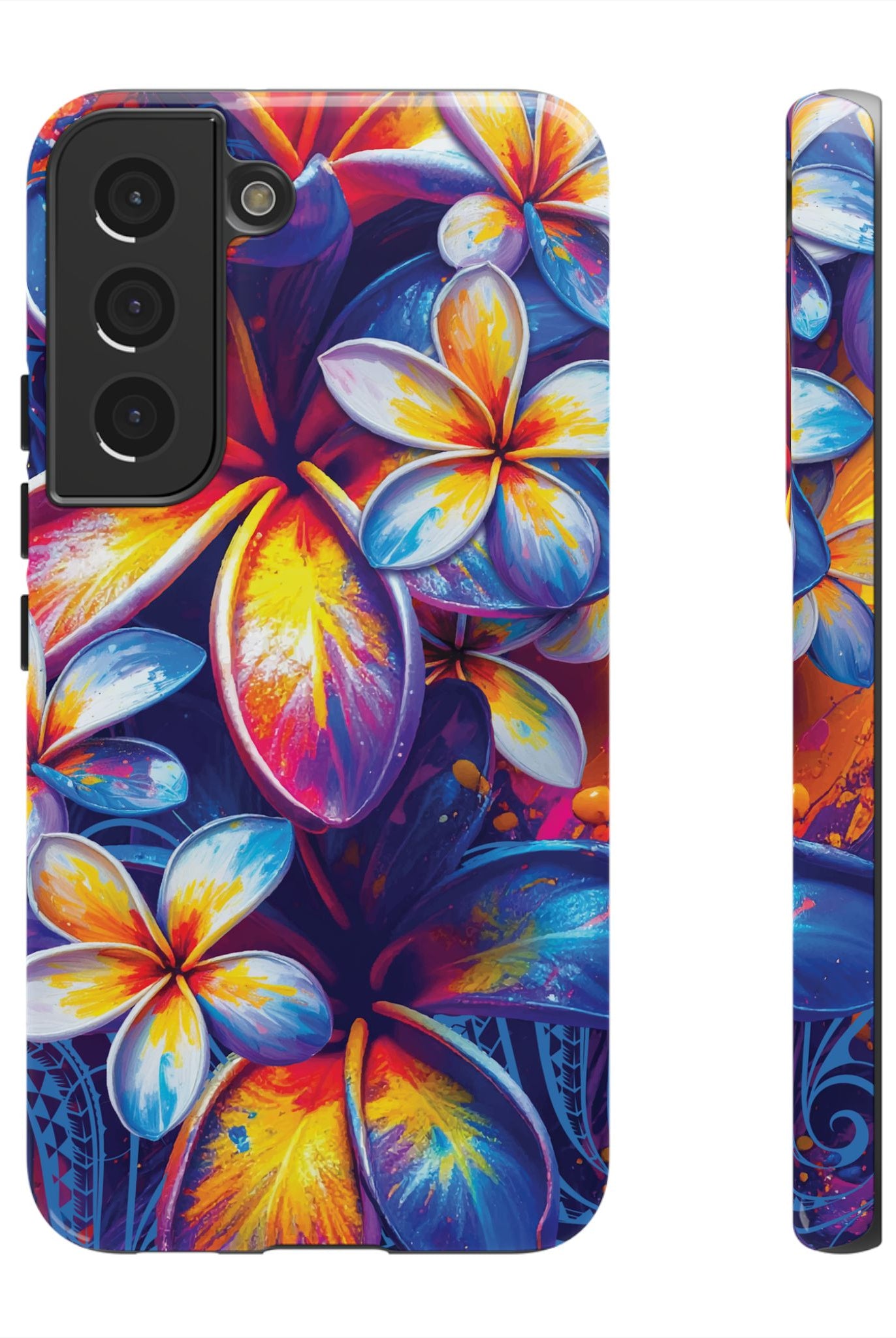 Sunset Ink Tough Samsung Galaxy Case Samsung Galaxy S22 Glossy - Hawaiian Plumeria Street Art Graffiti Tropical Design - The Local Banyan