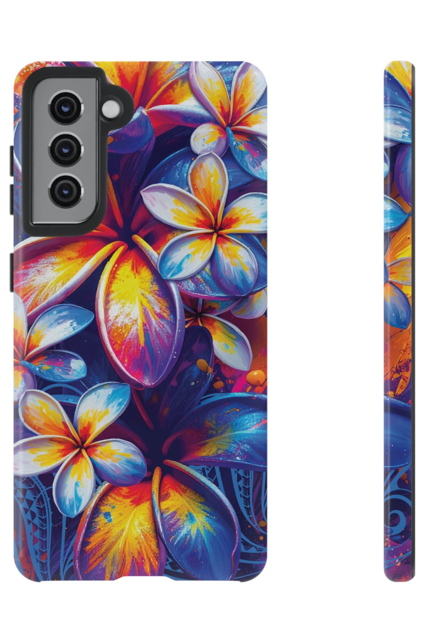 Sunset Ink Tough Samsung Galaxy Case Samsung Galaxy S21 Glossy - Hawaiian Plumeria Street Art Graffiti Tropical Design - The Local Banyan