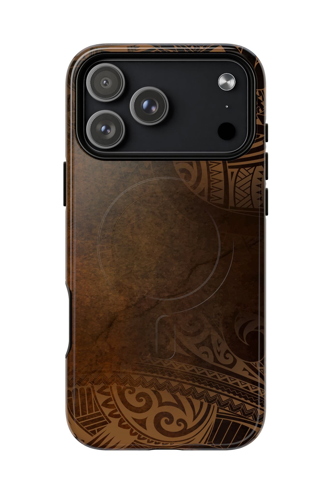 Woman holding Aloha Aina MagSafe iPhone Case - Hawaiian Earth Tone Polynesian Tribal Design - The Local Banyan