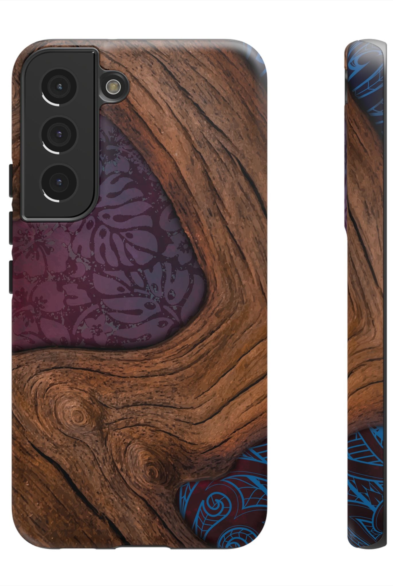 Rooted Tough Samsung Galaxy Case Samsung Galaxy S22 Matte - Hawaiian Koa Wood Island Strength Tribal Design - The Local Banyan